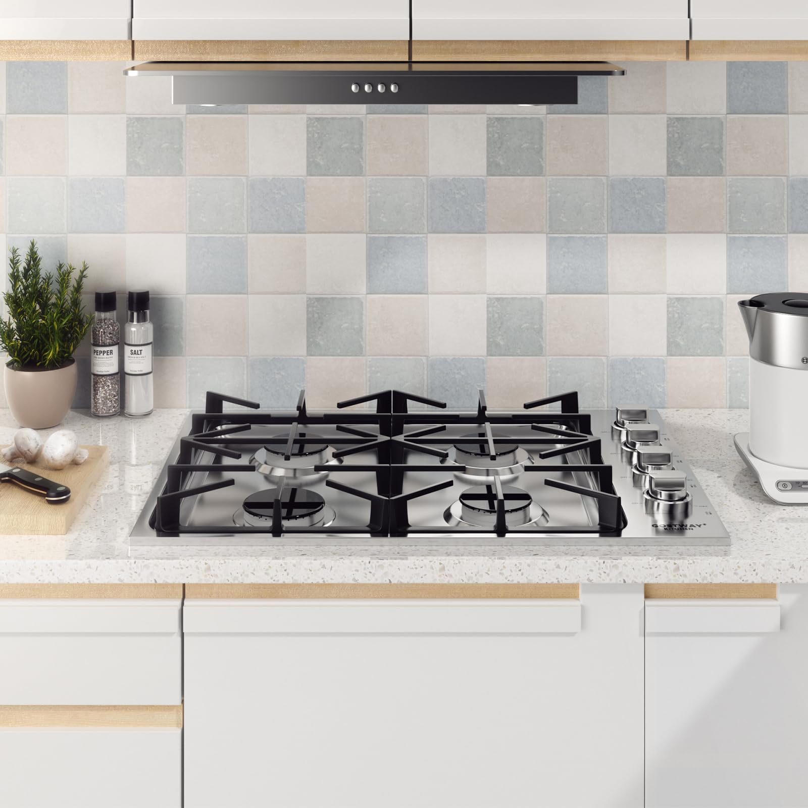 COSTWAY 30-inch 4 Burner Gas Cooktop - Stainless Steel Gas Stove Top with ABS Knobs & Cast Iron Grates - NG/LP Convertible Sealed Burner Range for Kitchen - Easy Clean Silver Surface - Perfect for Home Cooking, Baking & Entertaining