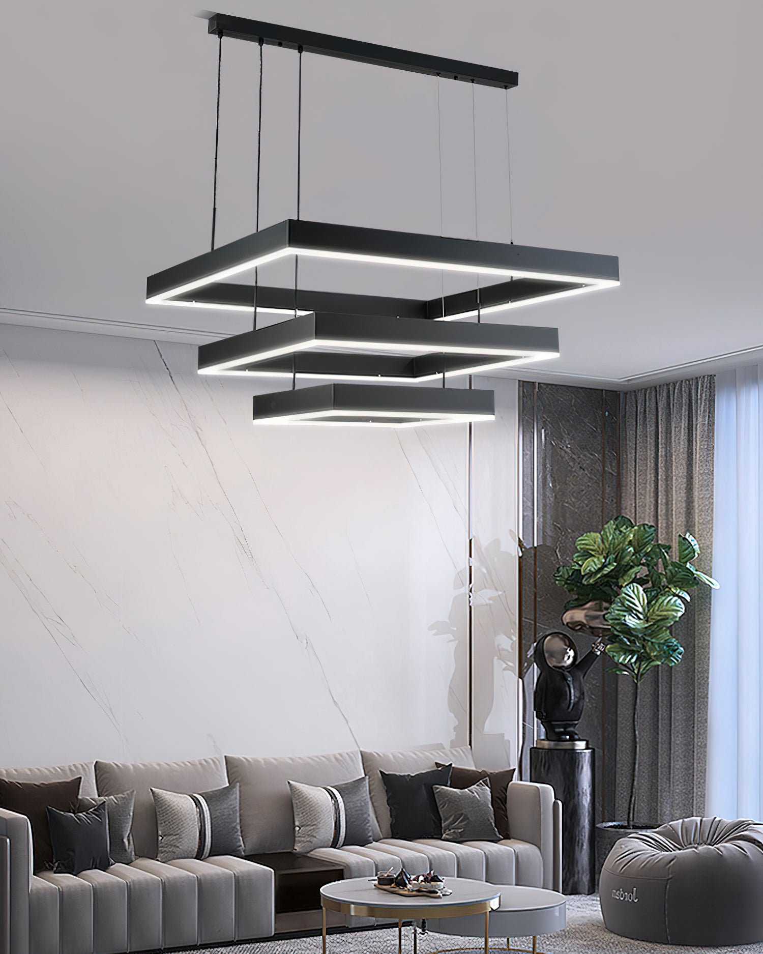 Elegant Multi-Tier Square Chandelier - Modern Crystal Ceiling Light Fixture for Dining Room, Living Room & Bedroom Decor