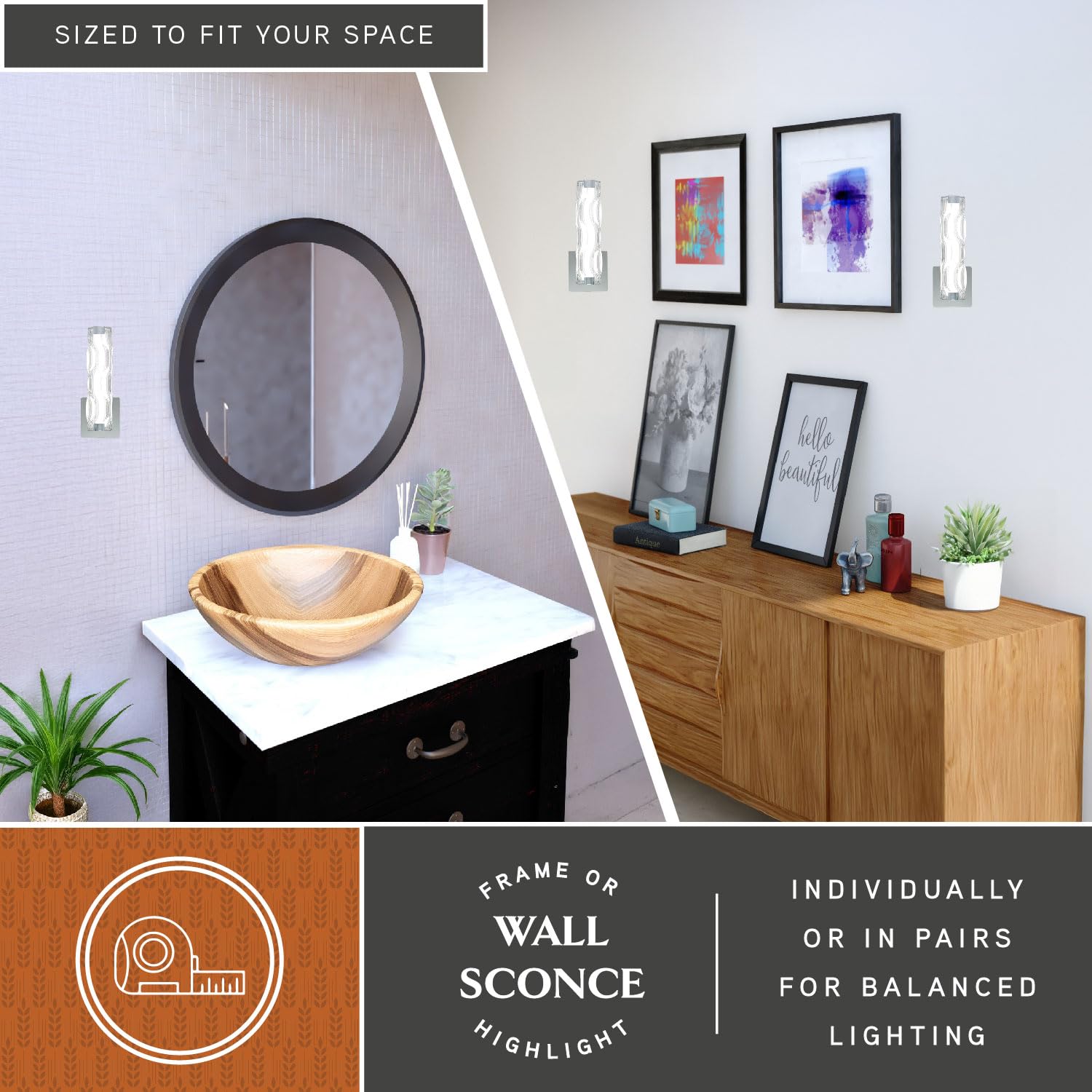 1-Light LED Chrome Bathroom Vanity Light Fixture with Clear Glass - Modern Lighting for Bathroom, Powder Room & Dressing Area