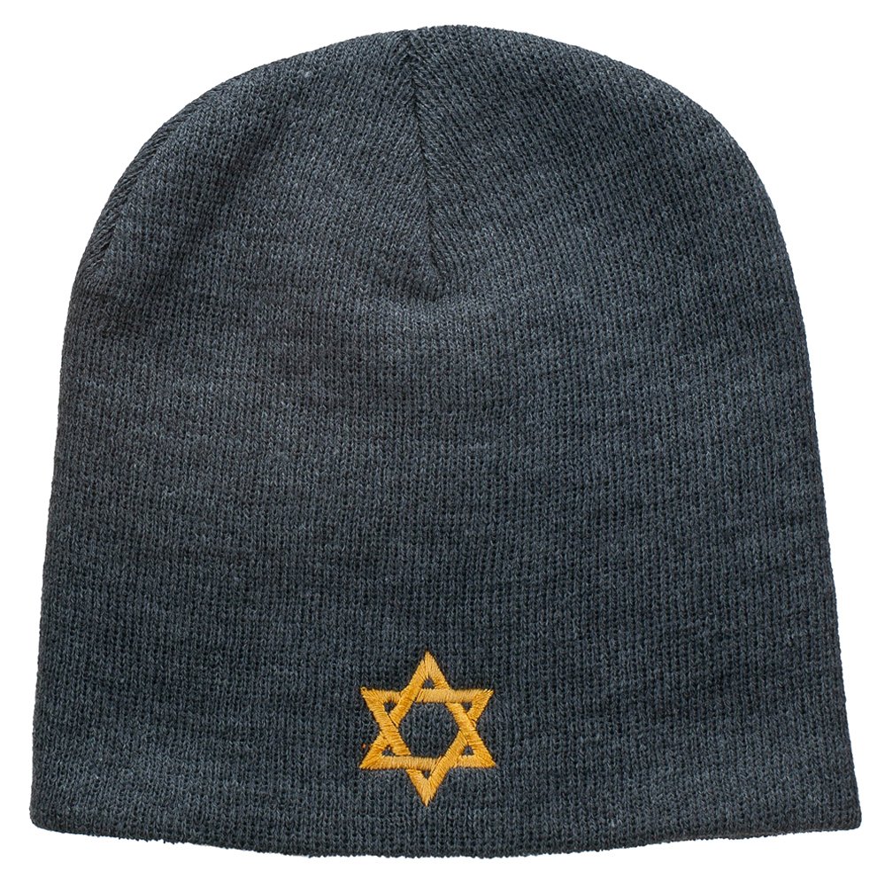 Jewish Star of David Embroidered Beanie - Yarmulke Kippah for Men & Women - Perfect for Hanukkah, Synagogue & Winter Wear