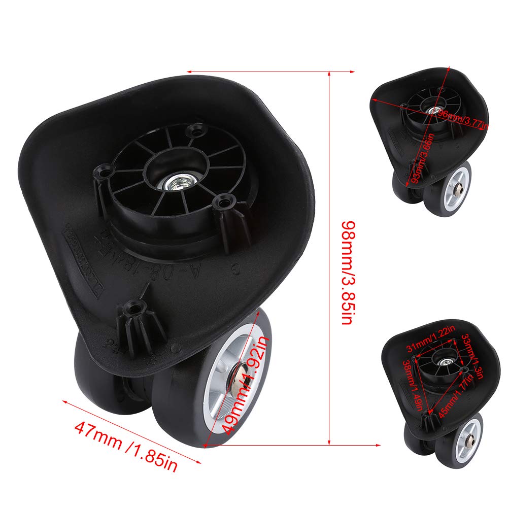 Alomejor 2-Pack Suitcase Wheels Replacement for Luggage Trolley - Universal Left & Right Wheel Set - Perfect for Travel, Business Trips & Airport Use