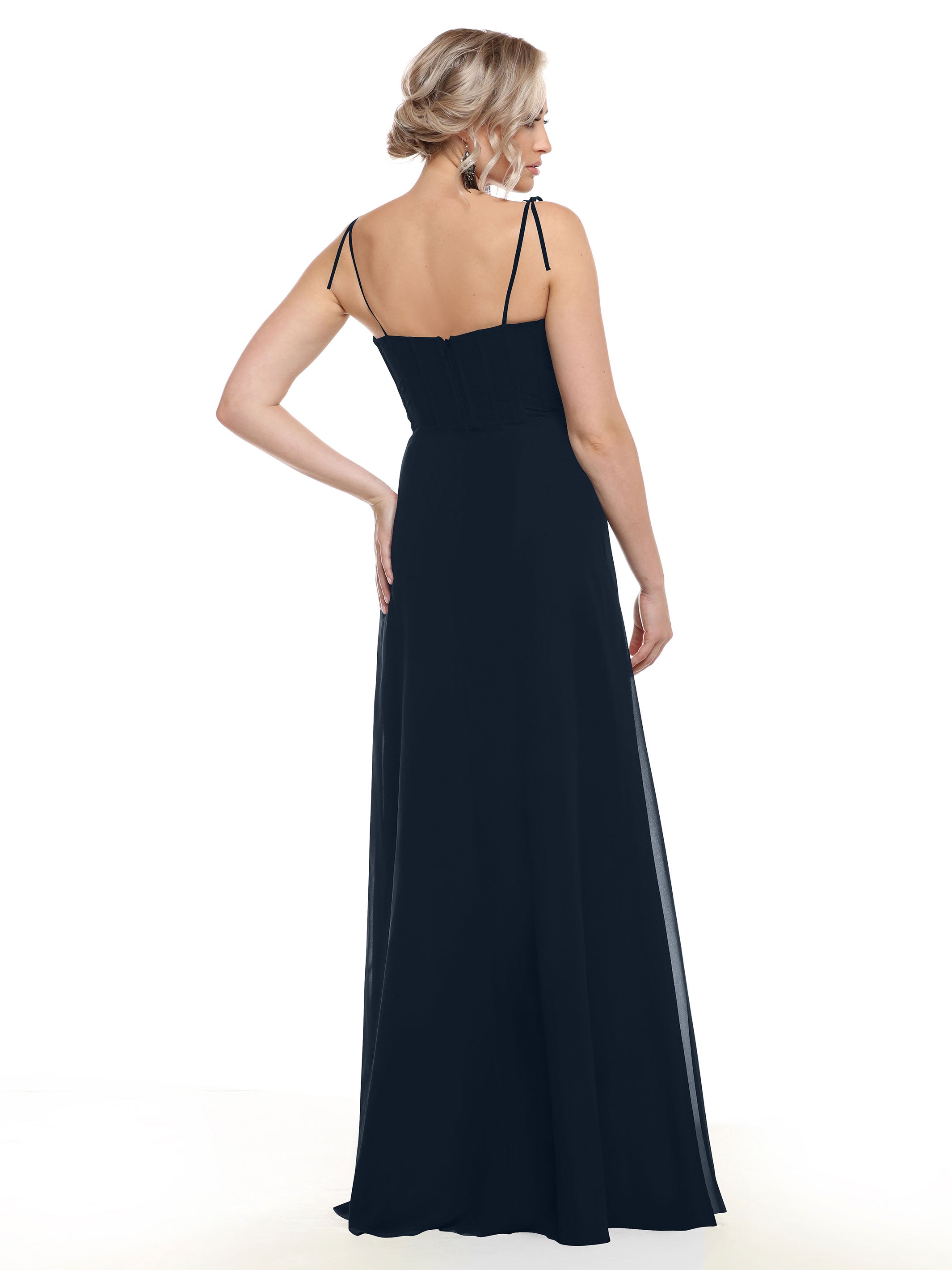 Elegant 80144 Chiffon A-Line Bridesmaid Dress with V-Neck & Spaghetti Straps - Perfect for Weddings, Formal Events & Special Occasions
