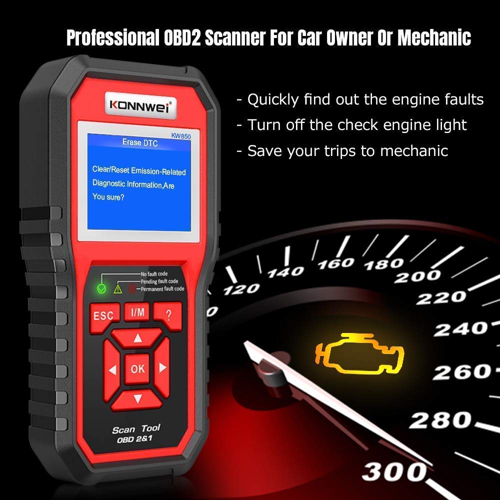 KW850 OBD2 Scanner & KW600 Car Battery Tester - Professional Automotive Diagnostic Tool for Engine Fault Codes, Battery Health Check - Perfect for Mechanics, DIY Car Enthusiasts & Home Vehicle Maintenance