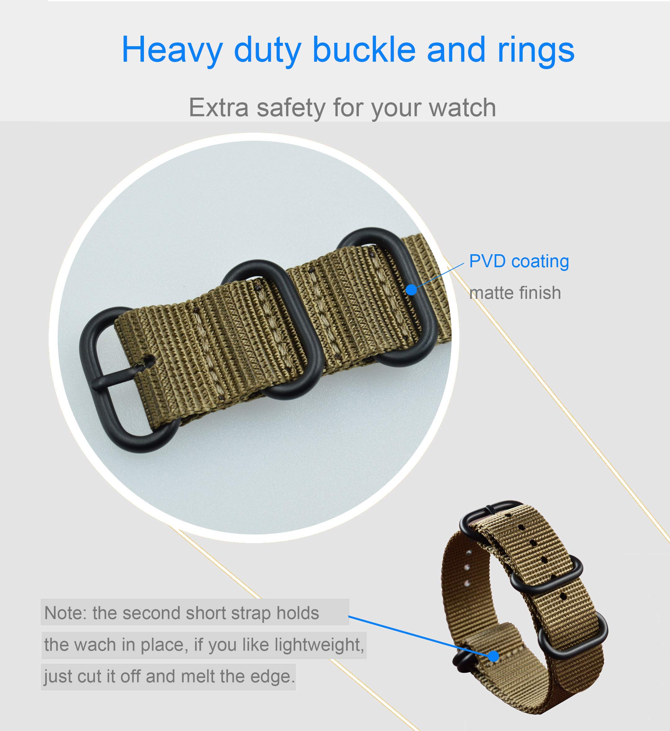 Durable Nylon Watch Band Replacement (18-28mm) - Adjustable & Comfortable Strap for Smartwatches, Fitness Trackers & Outdoor Activities