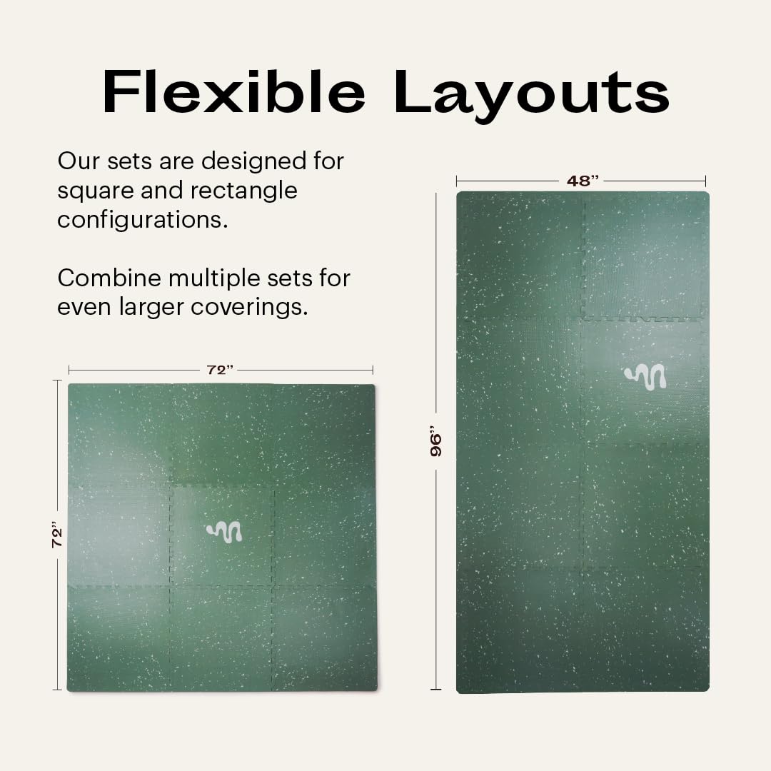 Non-Toxic EVA Foam Interlocking Puzzle Mat - Soft, Durable & Minimalist Design for Home Gym, Yoga, Pilates | Safe Playmat for Babies & Kids in Nursery, Playroom | Perfect for Exercise, Play & Floor Protection (Green)