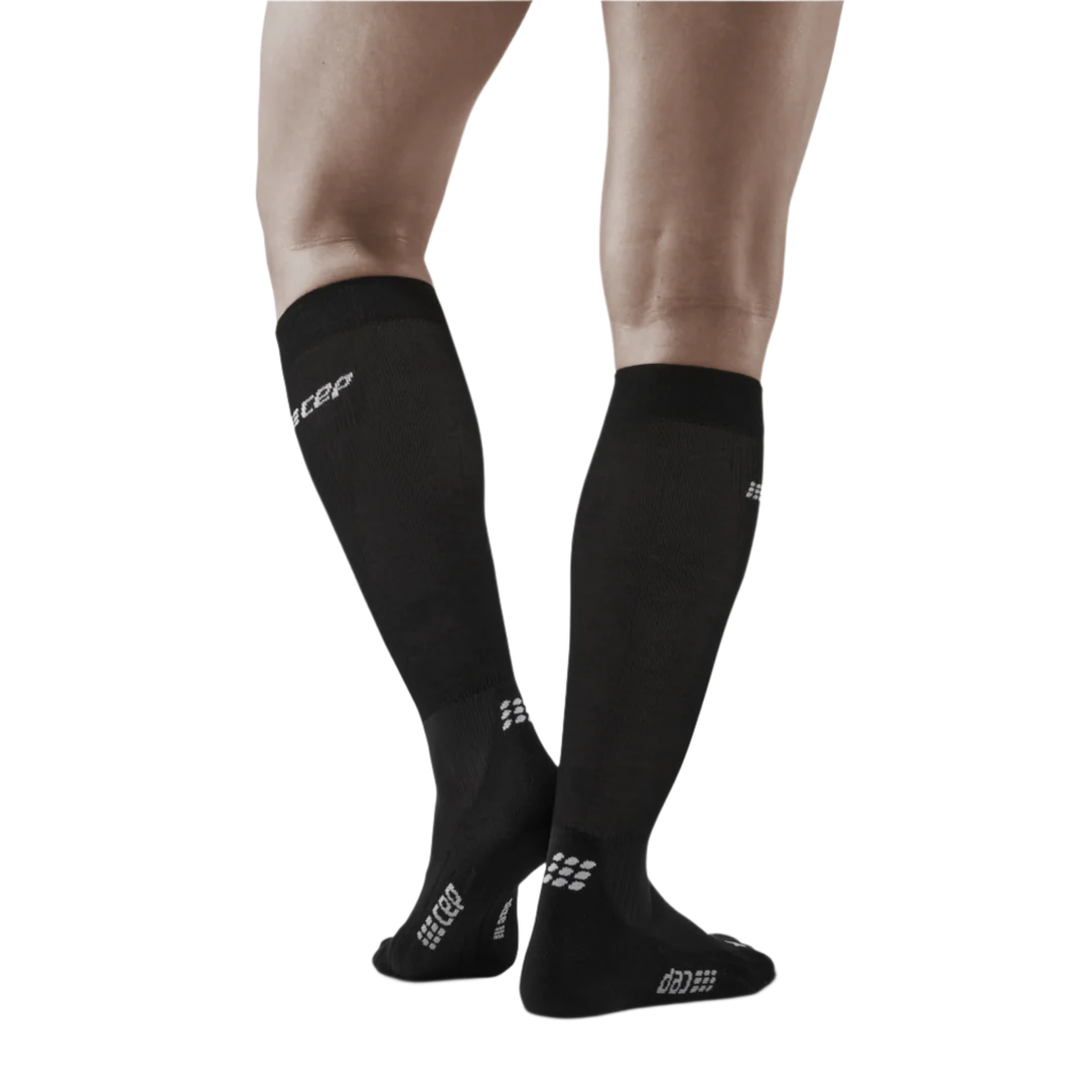 CEP Men's Infrared Recovery Socks - Tall Compression Socks for Athletes & Runners - Black/Black - Enhance Blood Circulation & Muscle Recovery for Workouts & Post-Exercise