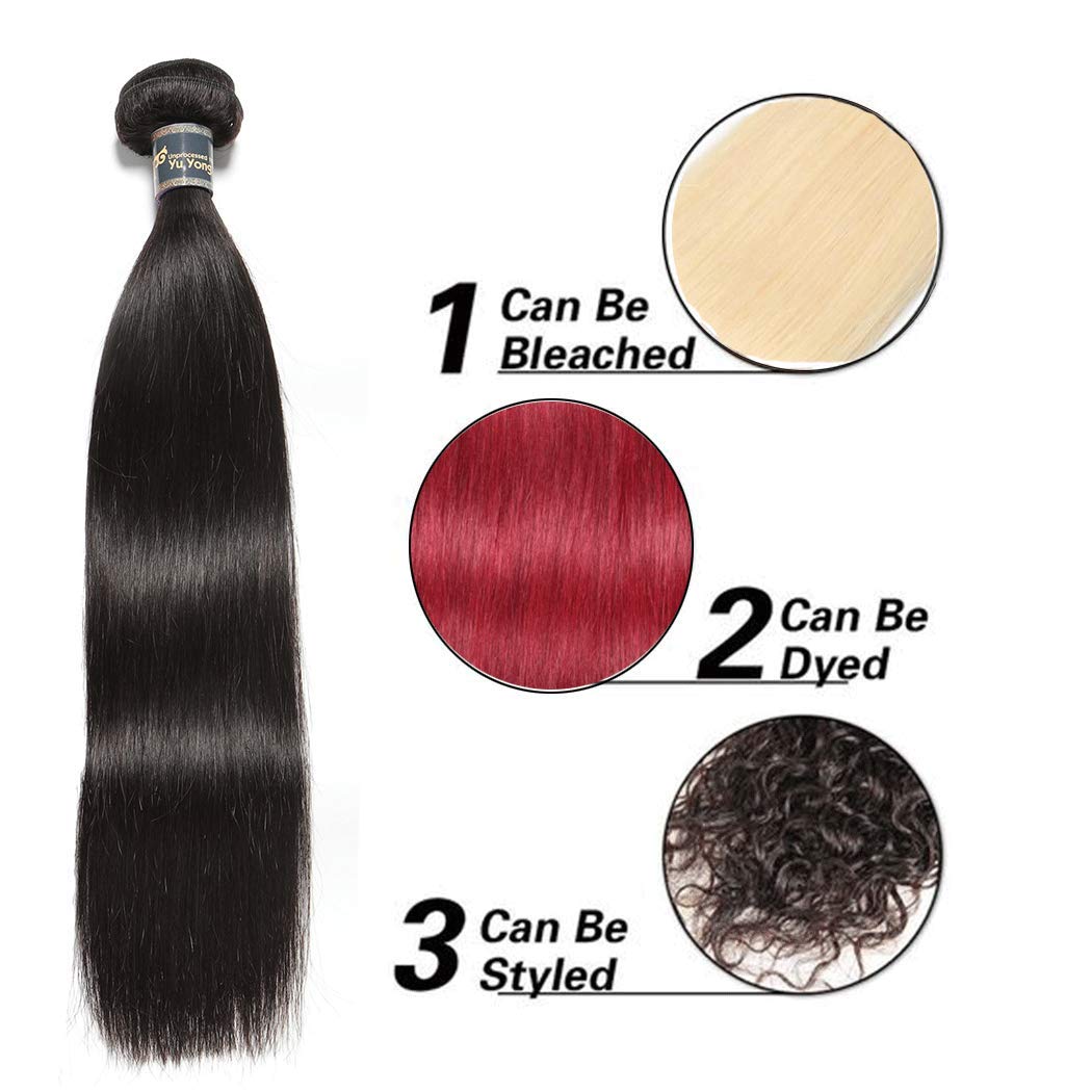 100% Virgin Unprocessed Malaysian Straight Human Hair Weave Bundles - 3 Bundles 26