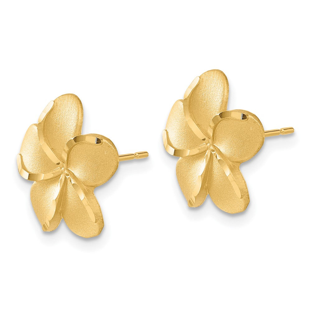Gold Plumeria French Wire Earrings TM761 - Hawaiian Flower Dangle Earrings for Women, Gift for Her, Perfect for Beach Weddings & Summer Vacations