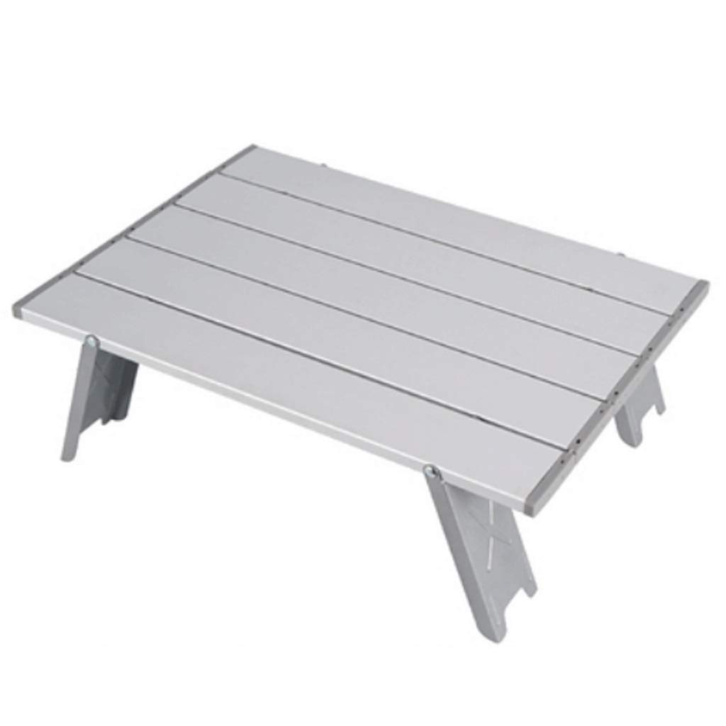 LZL Outdoor Mini Folding Table - Portable Aluminum Camping Table for Tent, Coffee, Home, Bed & Computer Use - Lightweight & Durable (Silver) | Perfect for Camping Trips, Picnics, Small Space Living & Bedside Use