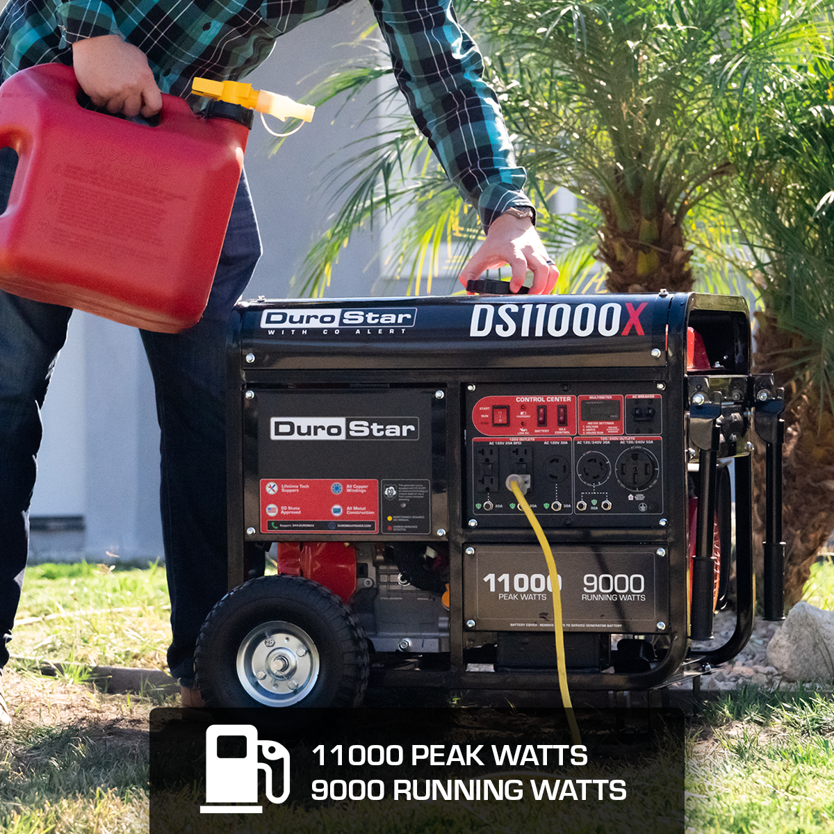 11,000 Watt Portable Gasoline Generator with CO Alert - Reliable Backup Power for Home, Camping & Emergency Use