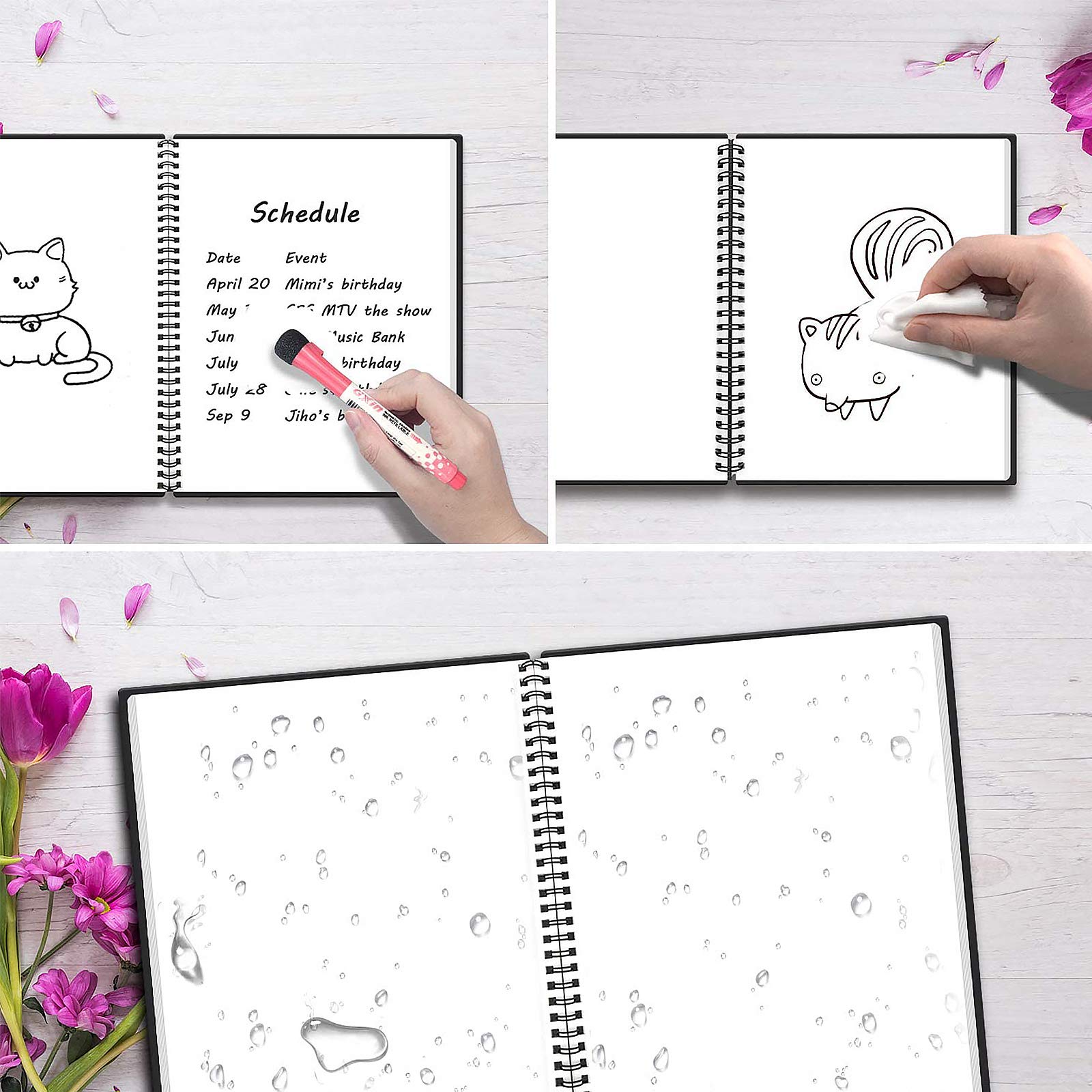 NEWYES A4 Dry Erase Whiteboard Notebook - Reusable Meeting Notebook for Office, Business & Home Use | Perfect for Brainstorming, Presentations & Daily Planning