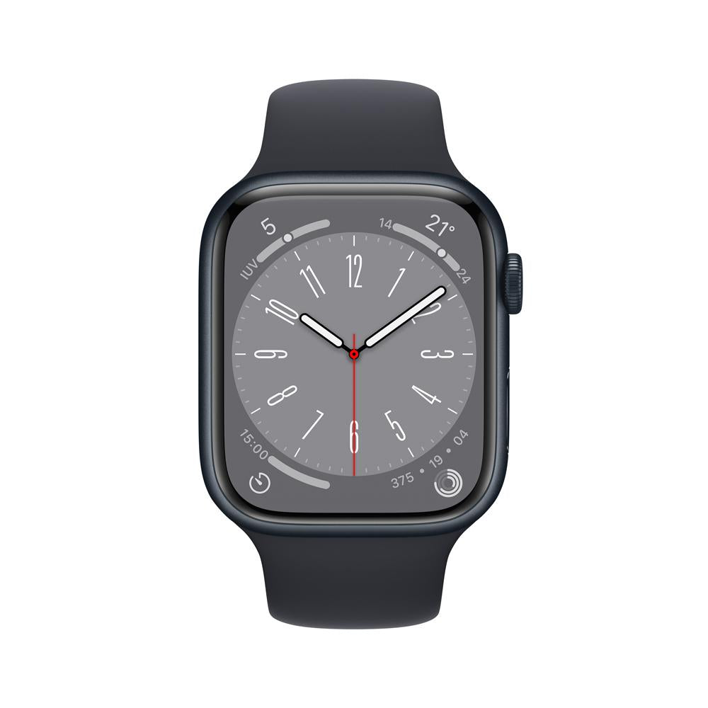 Apple Watch Series 8 (GPS + Cellular) 45mm Midnight Aluminum Case with Midnight Sport Band - Perfect for Fitness Tracking, Calls & Notifications on the Go