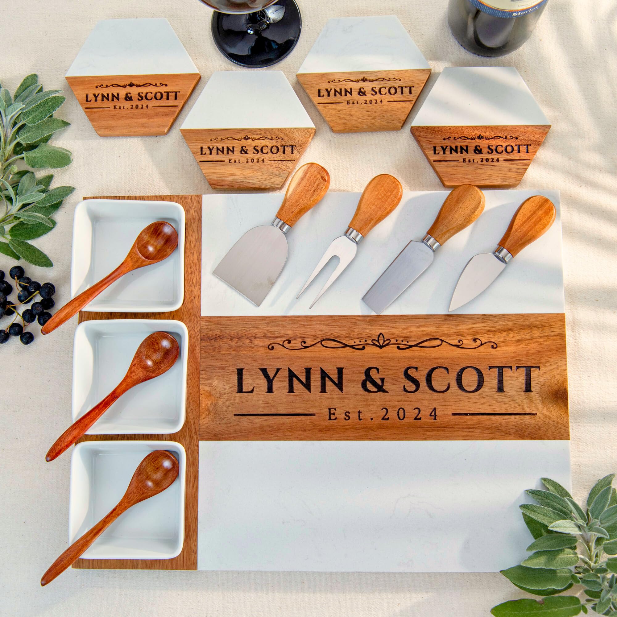 Personalized Wooden Charcuterie Board - Custom Engraved Large Cheese Serving Platter for Weddings, Anniversaries, Bridal Showers & Housewarming Gifts | Perfect Birthday Present for Women, Mothers & Moms | Elegant Entertaining & Charcuterie Display