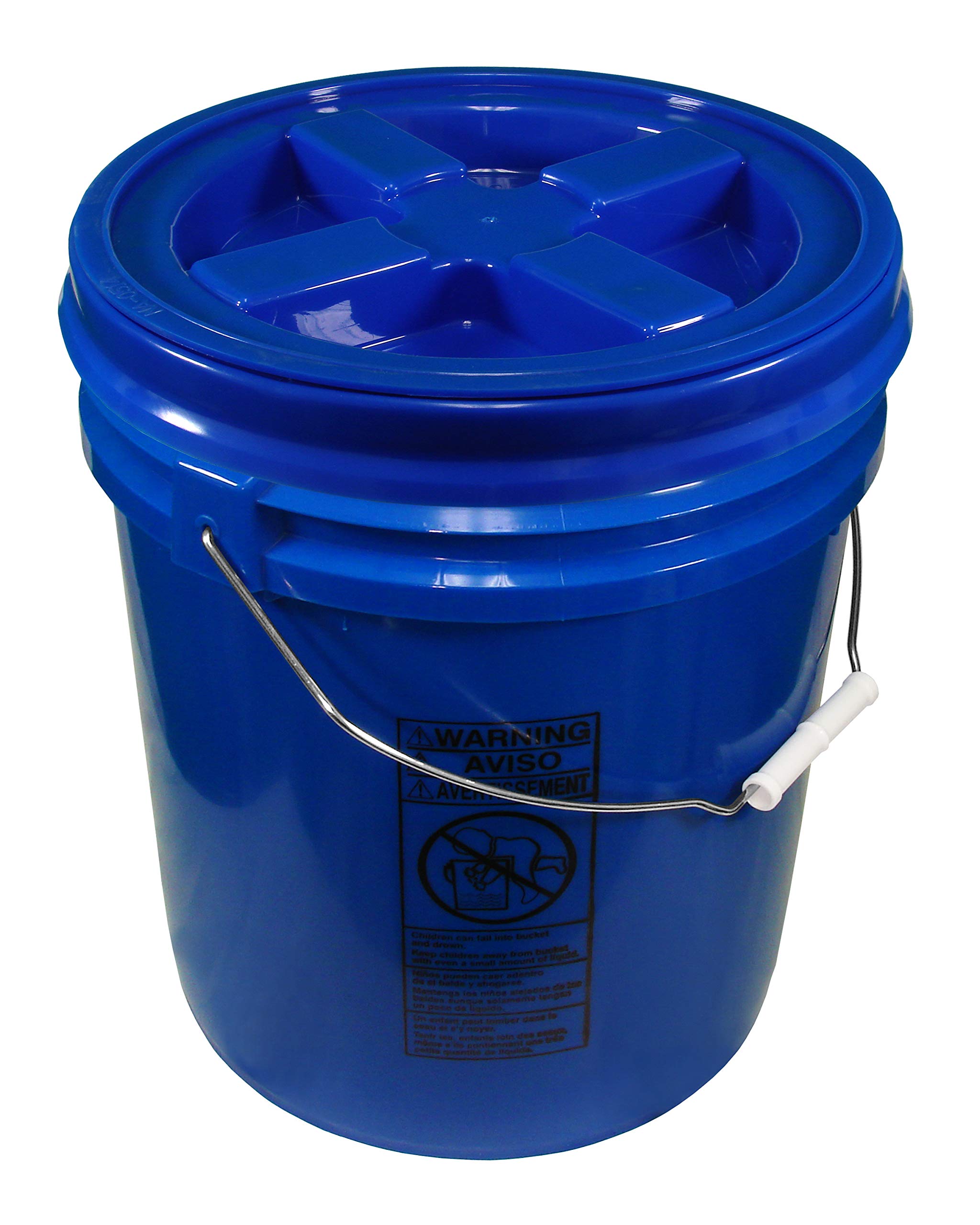5 Gallon Buckets with Gamma Seal Lids - Heavy Duty 90 Mil Blue Bucket Kit (5 Pack) for Food Storage, Home Organization & Emergency Preparedness