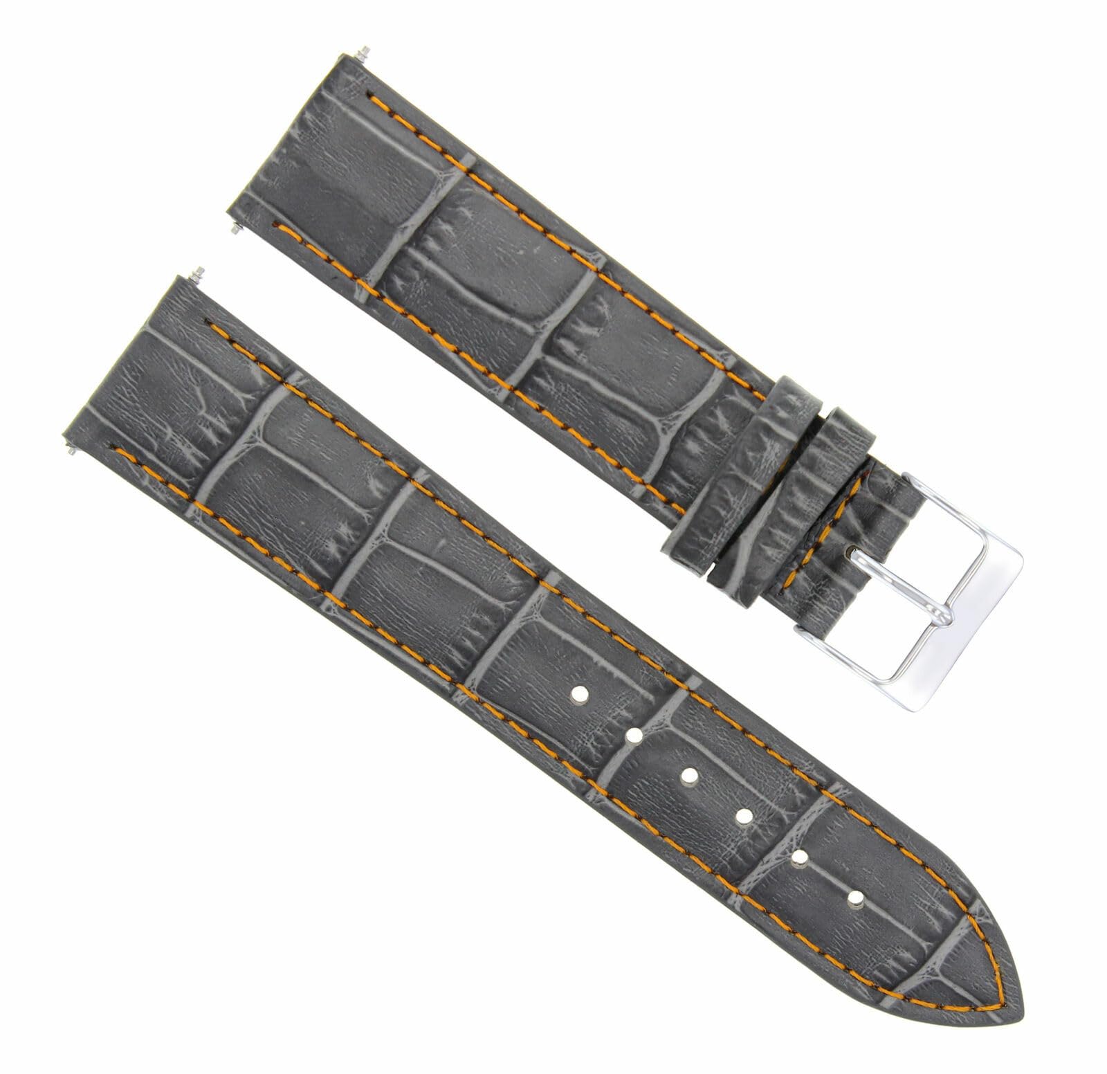 20mm Genuine Leather Watch Band Strap - Compatible with Rolex Datejust - Gray with Orange Stitching - Replacement Watch Strap for Men & Women - Perfect for Business, Casual & Formal Occasions