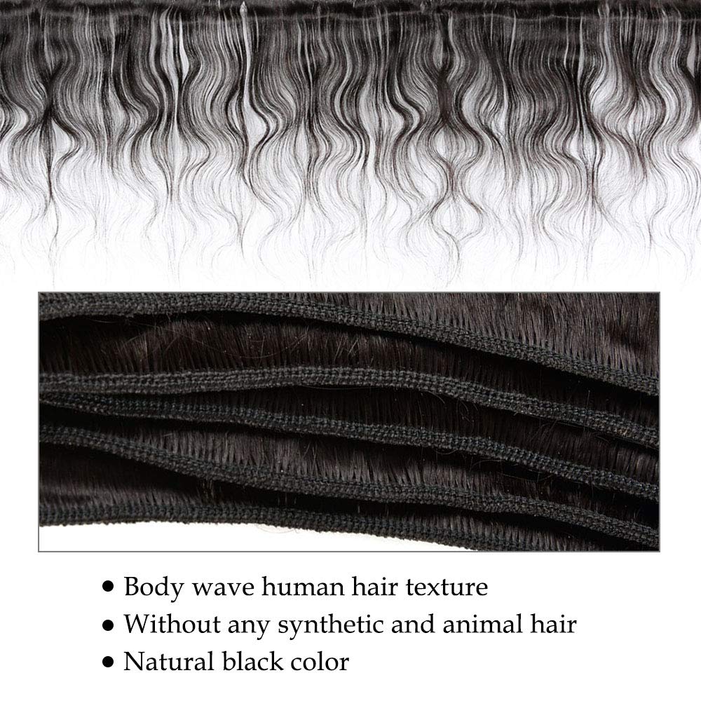 100% Unprocessed Brazilian Body Wave Human Hair Bundles with 13x4 Lace Frontal Closure - Natural Color (22 24 26+20 Frontal) | Perfect for Weaves, Wigs & Everyday Styling