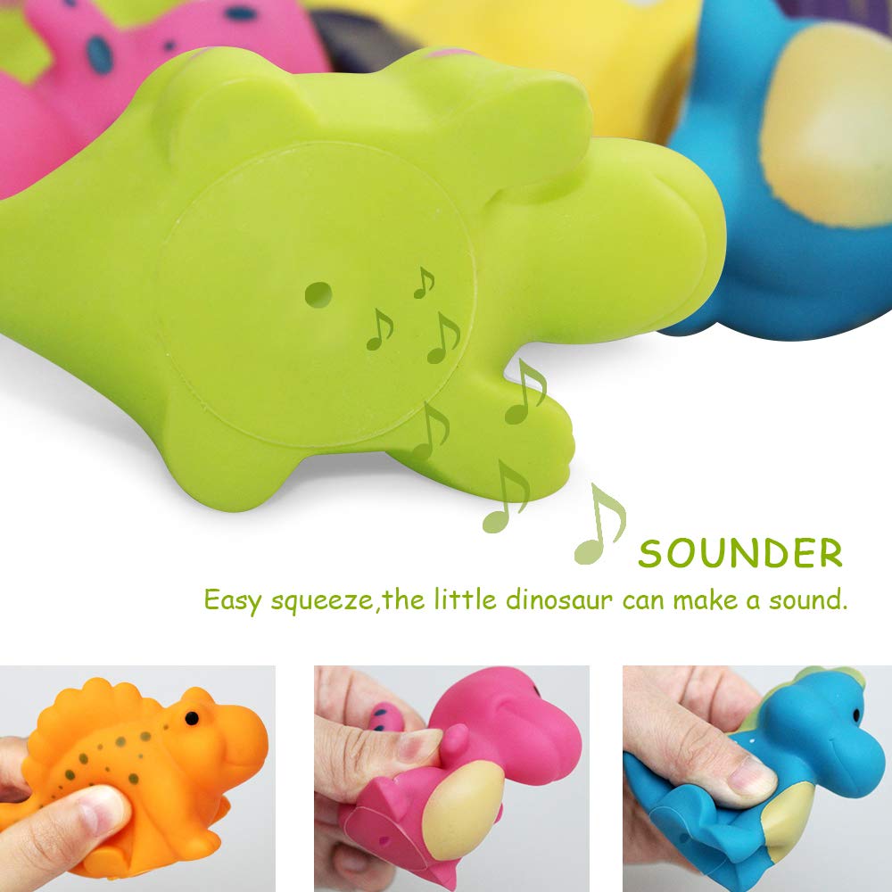 Dinosaur Bath Toys for Toddlers - 6PCS Soft Floating Baby Bath Toys, Bathtub Learning & Fun Bathroom Toys for Kids | Perfect for Sensory Play & Bathtime Learning