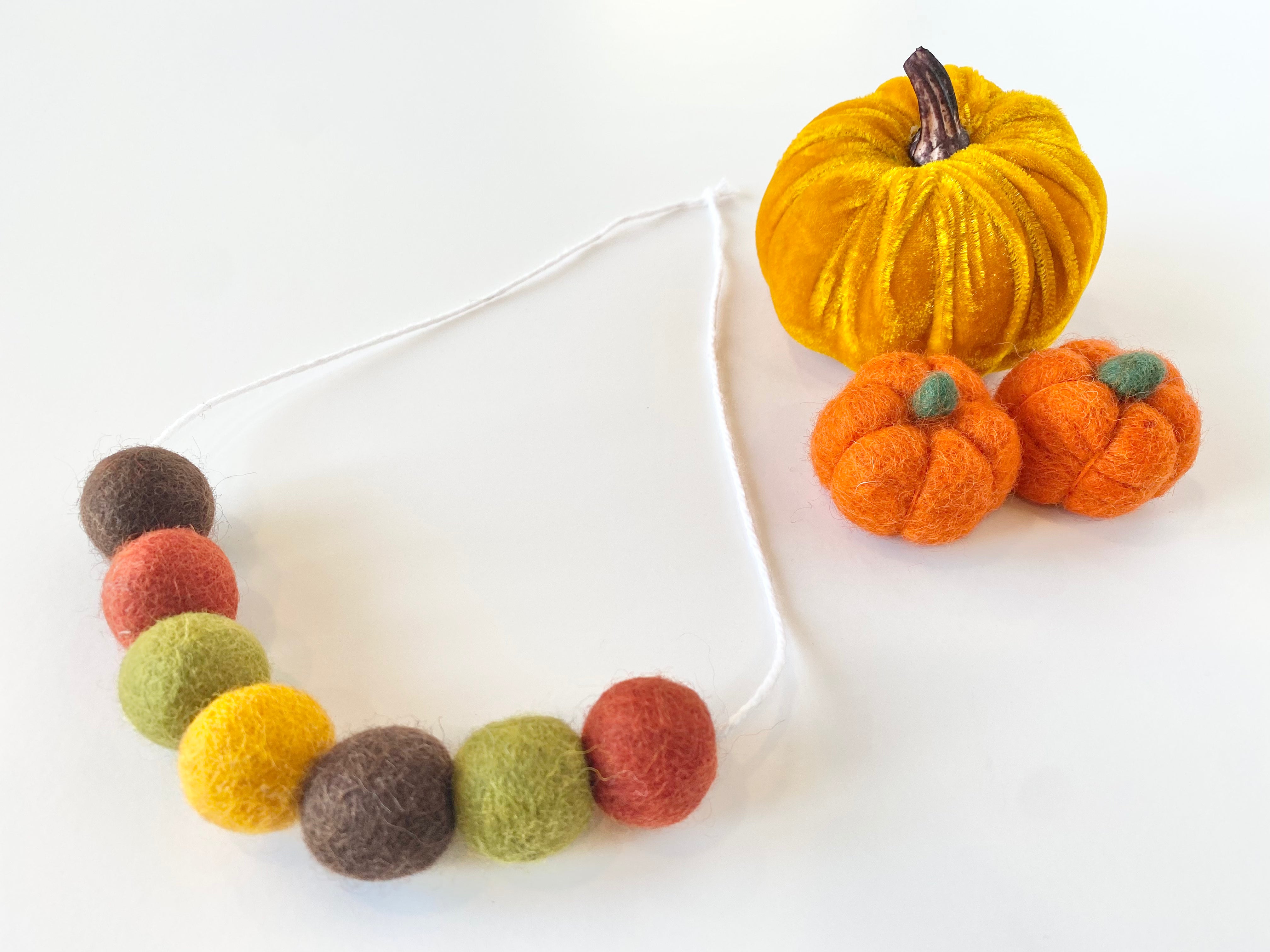 Thanksgiving Felt Ball Necklace - Handmade Holiday Jewelry for Women - Perfect for Thanksgiving Dinner, Fall Festivals & Christmas Gift Giving