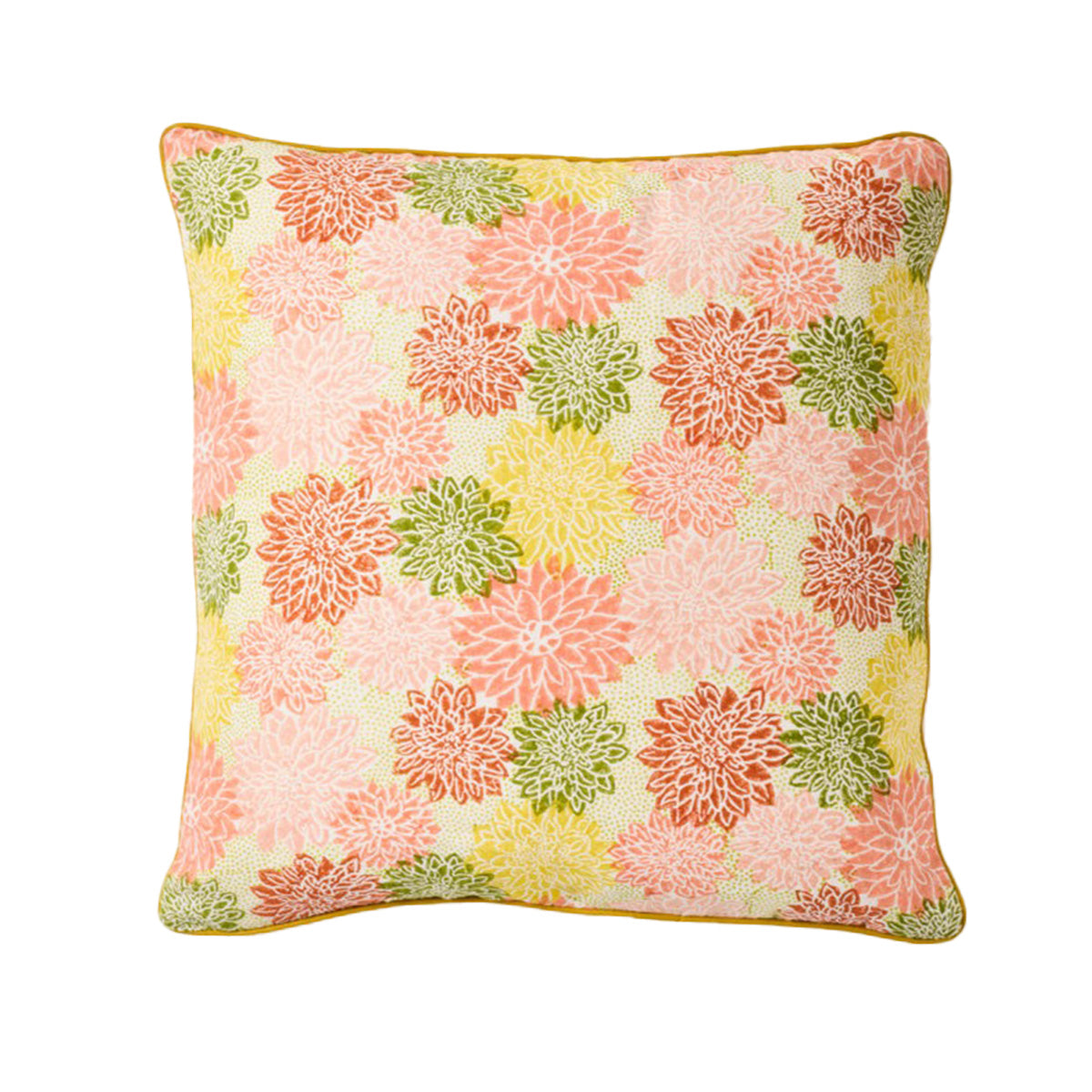 Premium Piped Cushion Cover - Soft Dahlia Peach & Sap Green - Perfect for Sofa, Bed, and Home Decor