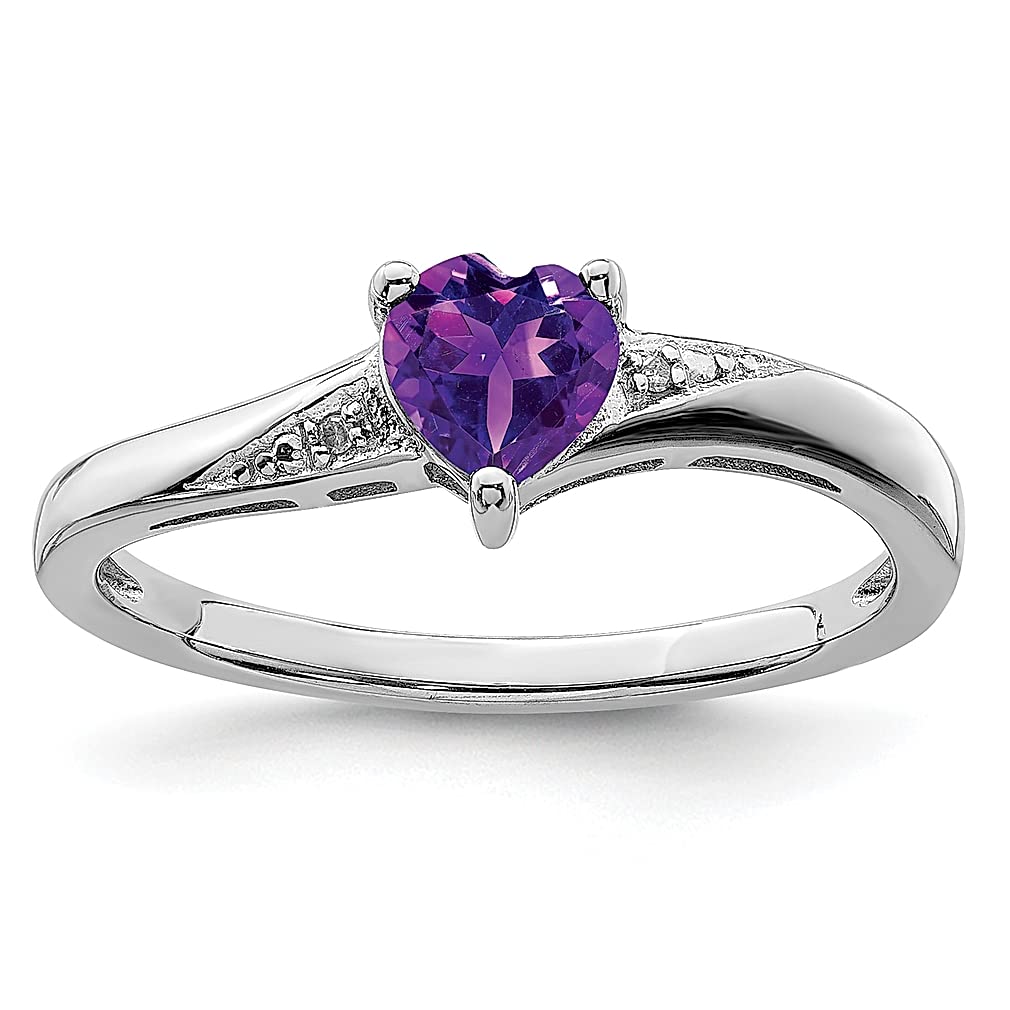 925 Sterling Silver Purple Amethyst Diamond Band Ring for Women - Elegant Love Gemstone Jewelry, Perfect Gift for Her - Ideal for Anniversaries, Valentine's Day & Special Occasions