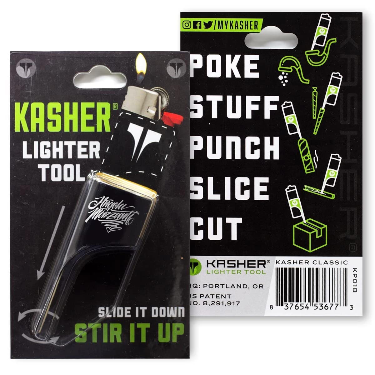 Kasher’s Angela Mazzanti Signature Lighter Tool - Lightweight Multi-Tool Accessory for Lighters - Compact Lighter Case (No Lighter Included, Black) - Perfect for Camping, Hiking & Outdoor Adventures