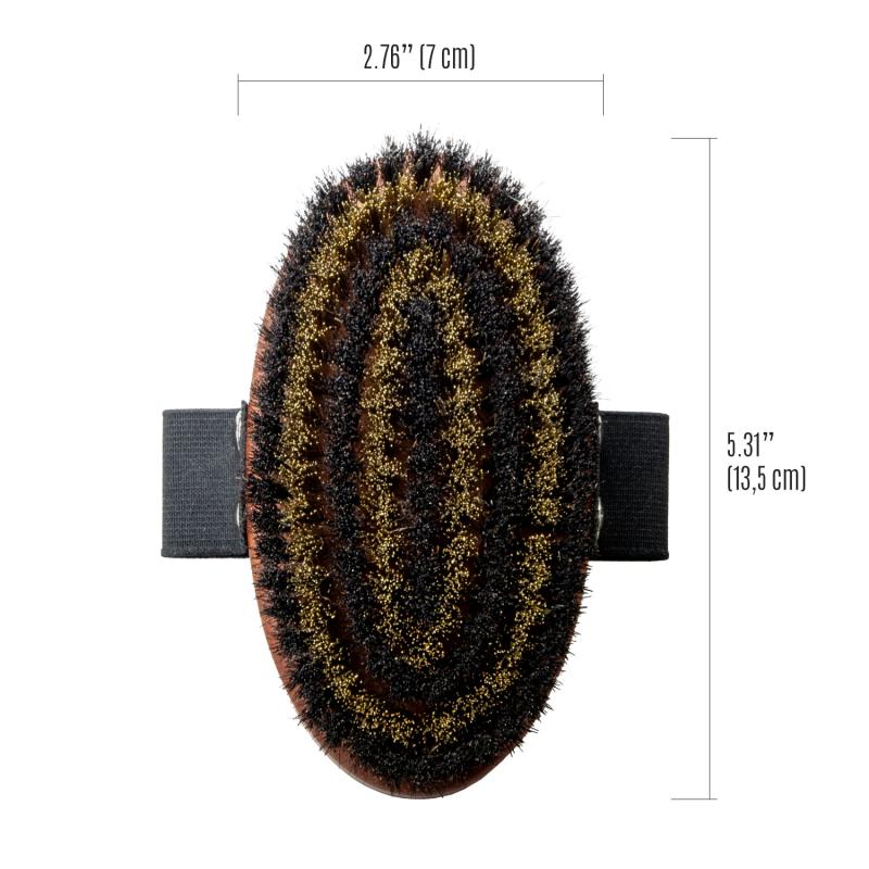 Tauro Pro Line Massage Brush - Natural Pear Wood & Horse Hair Bristles - Light Brown Oval Body Brush (5.3x2.8 Inch) - Perfect for Dry Brushing, Lymphatic Drainage & Spa Relaxation