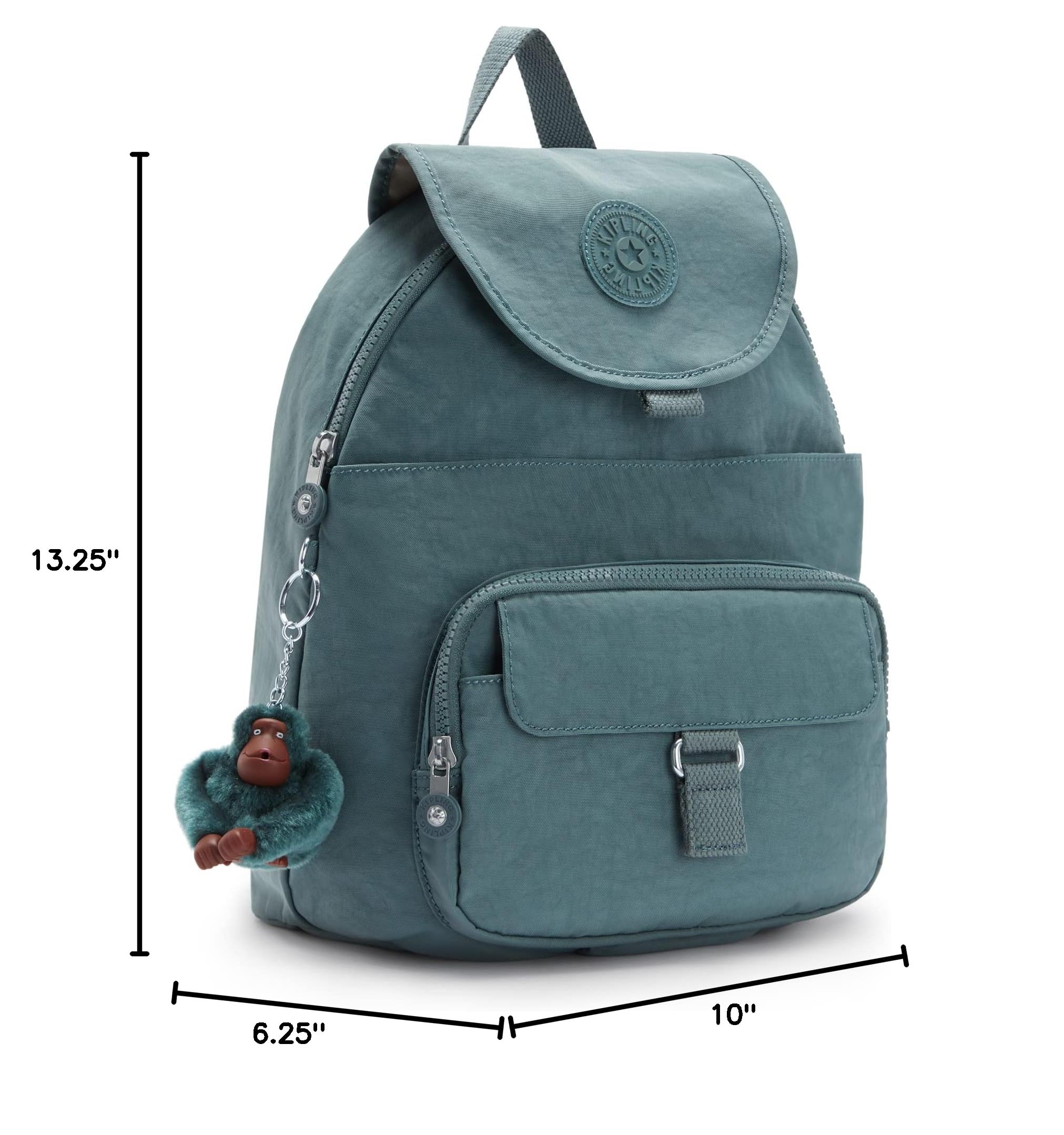 Kipling Women's Queenie Backpack - Lightweight Adjustable Laptop Backpack with Monkey Keychain & Key Clasp for Work, School, Travel & Daily Use