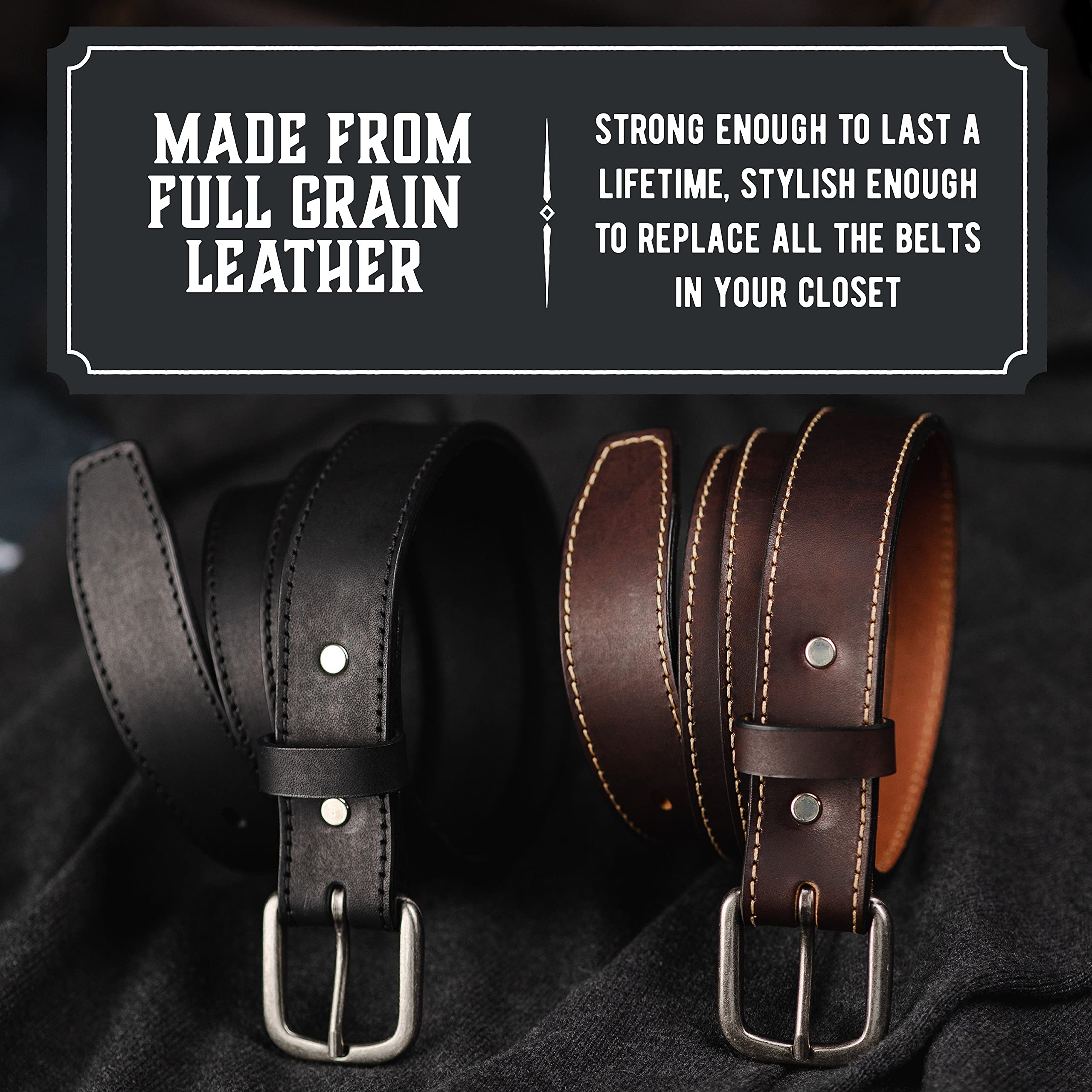Main Street Forge The Executive Leather Belt for Men – Genuine Leather Dress Belt 1 1/4