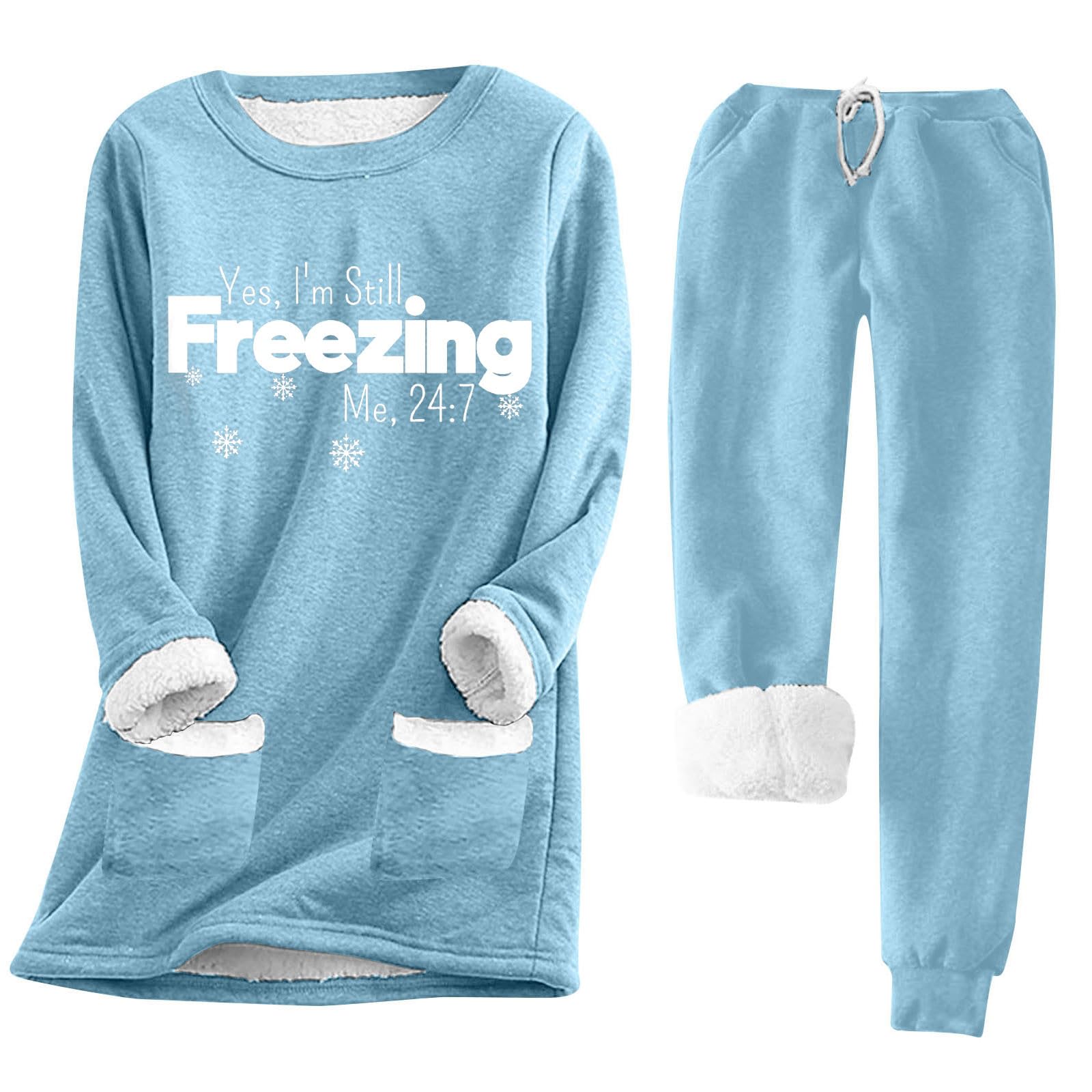 Women's Cozy Fleece Pajama Set - 2 Piece Pullover & Pants Lounge Wear for Winter | Soft Warm Sleepwear & Cute Loungewear | Perfect for Cold Nights, Relaxing at Home, and Holiday Gifts