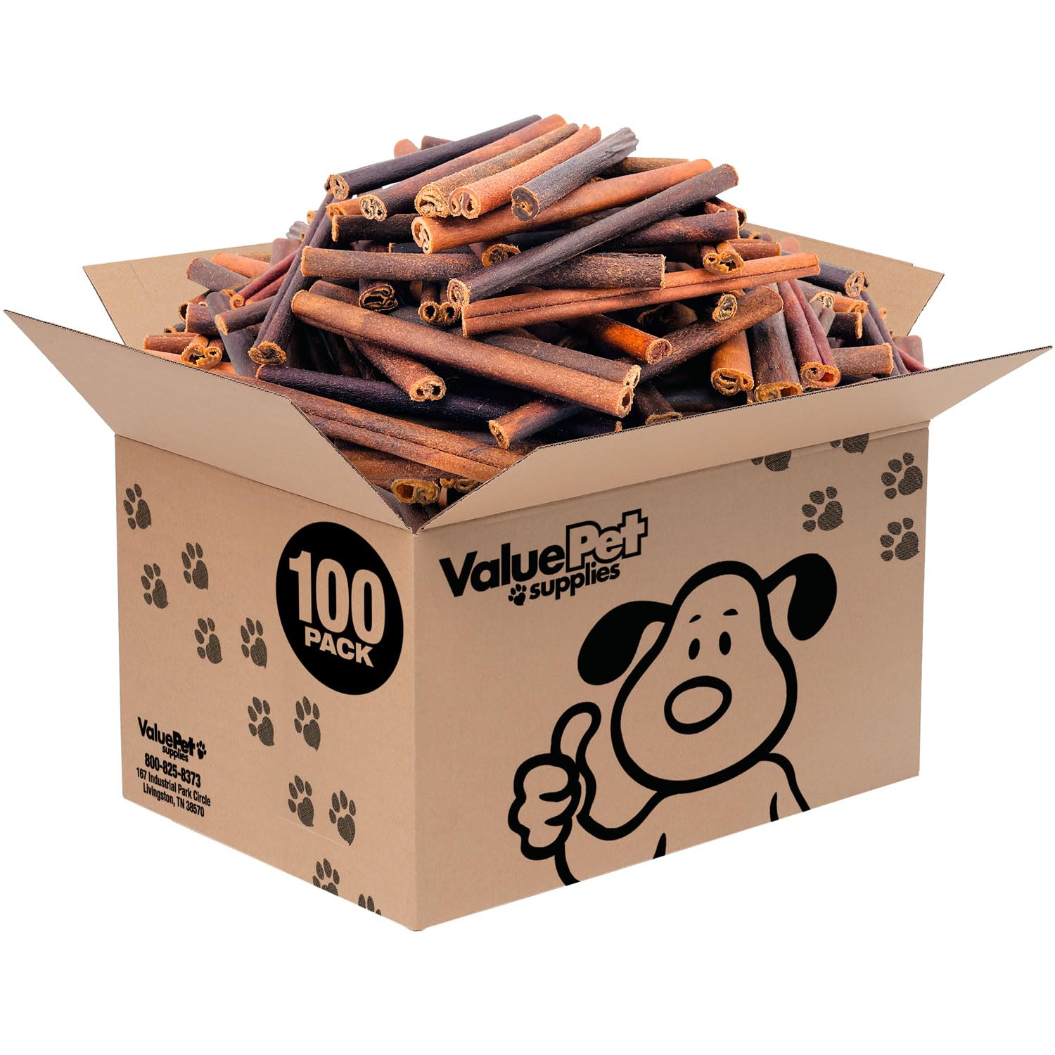 ValueBull Natural Collagen Sticks for Dogs - Healthy & Long-Lasting Bully Stick Alternative, 6-Inch Medium Size (100 Count Bulk Pack) - Single Ingredient, Grain-Free Chews for Hip & Joint Support, Skin & Coat Health - Perfect for Training, Teething, and Dental Care