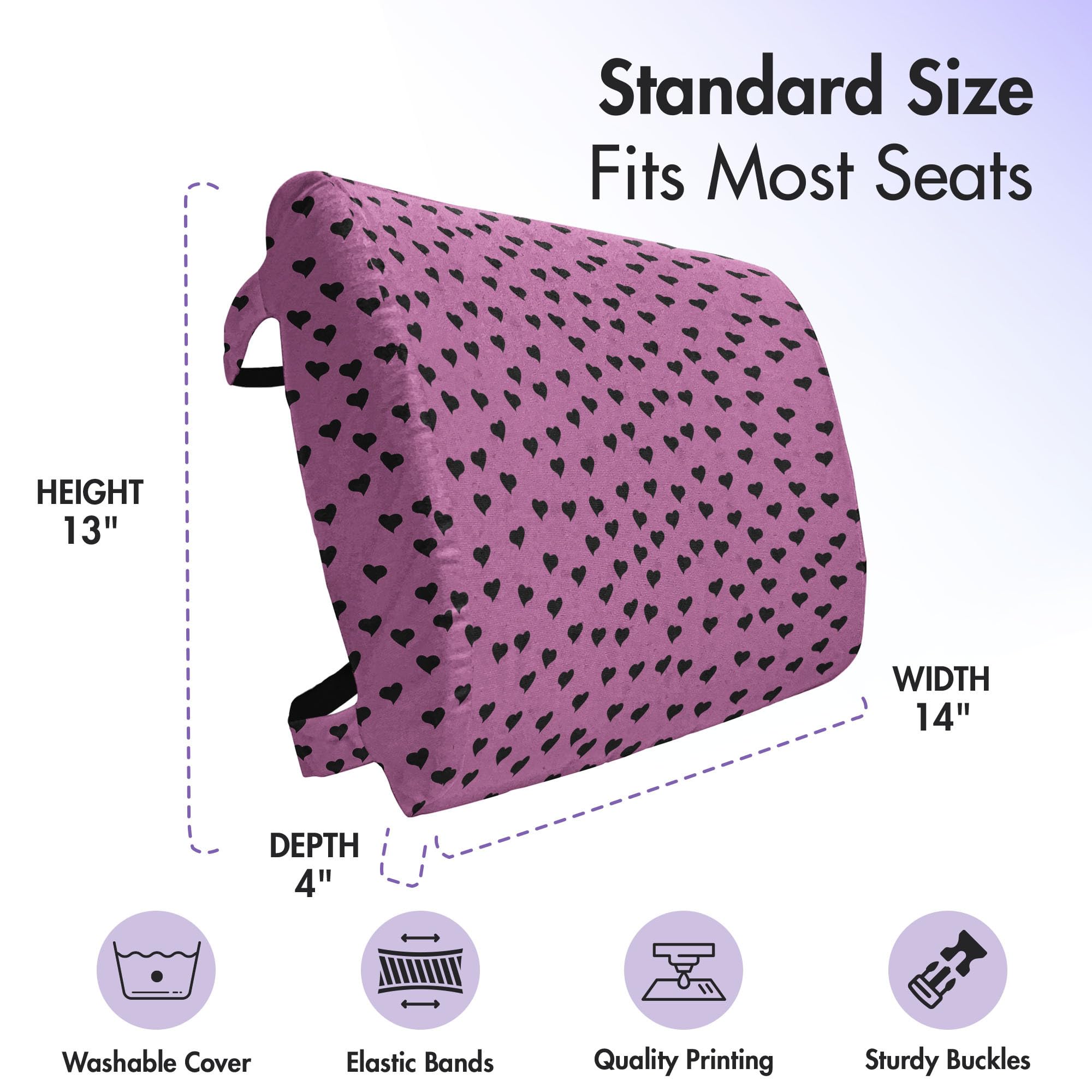 Ambesonne Hot Pink Lumbar Support Pillow with Black Hearts - 14