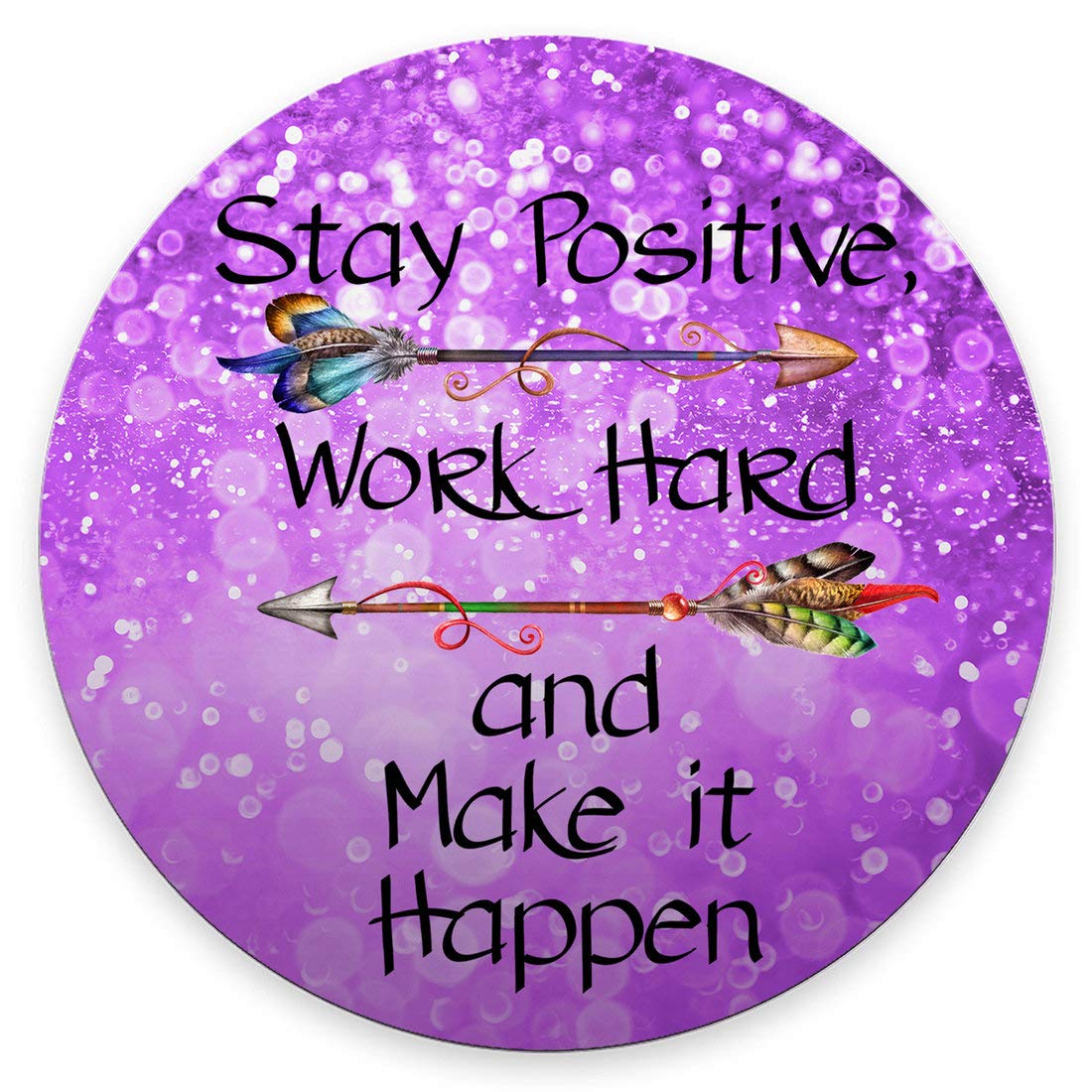Custom Round Gaming Mouse Pad with Motivational Quote - 