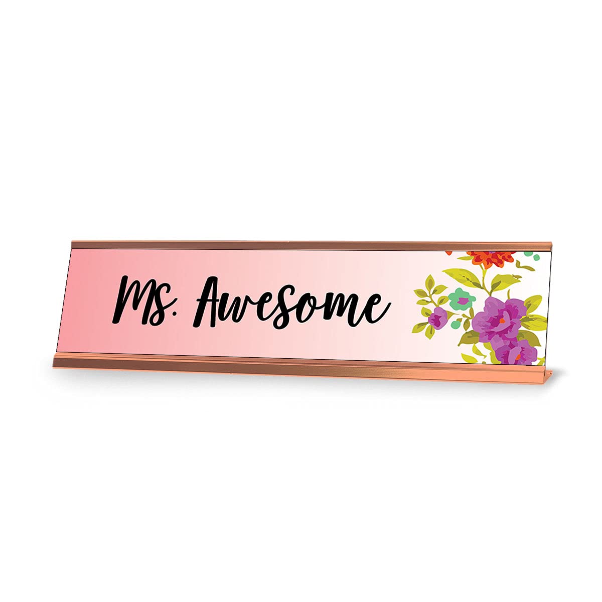 Ms. Awesome Floral Designer Series Desk Sign Nameplate - 2 x 8 Inches - Perfect for Office Decor, Reception Desks & Personalized Gifts