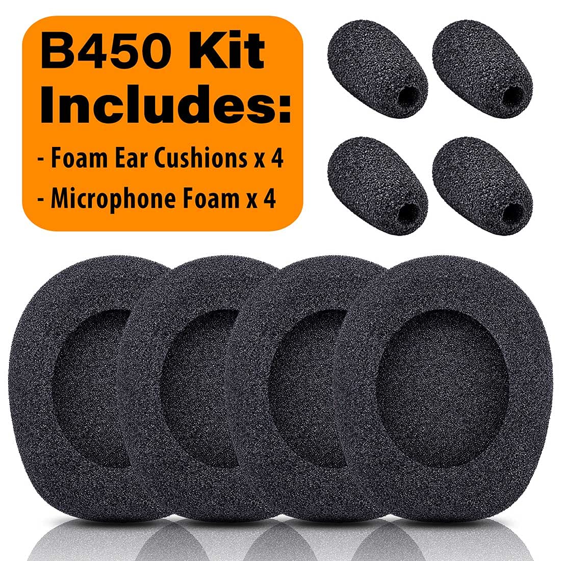 TRANSTEK B450-XT Replacement Ear Pads Cushion & Mic Foam - Compatible with B450-XT/B450XT Headset Accessories | Noise Isolation Comfort for Gaming, Office & Call Center Use