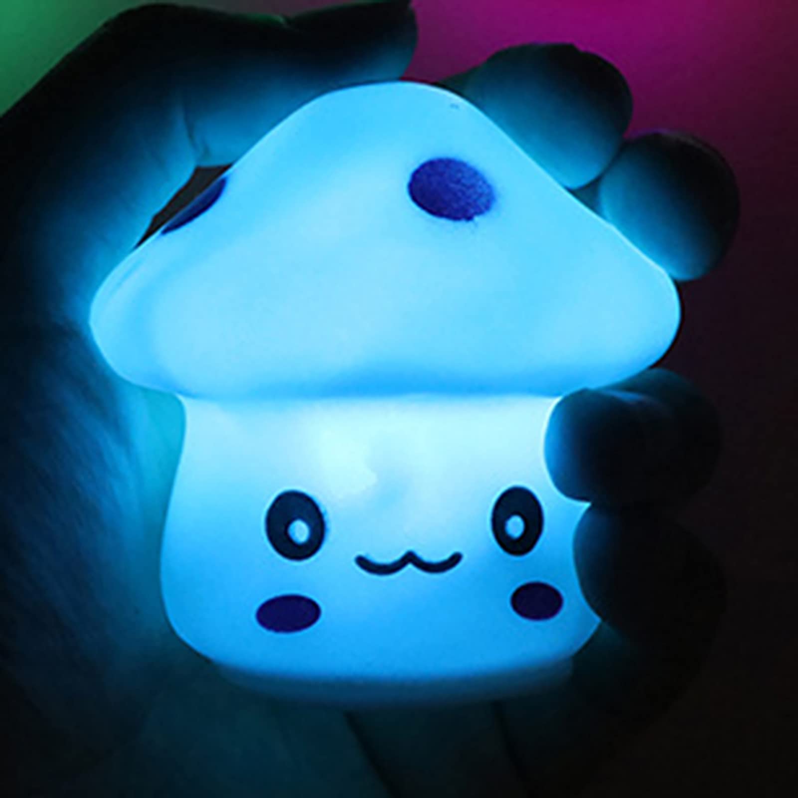 Adorable Mushroom Night Light - Blue LED Desk Lamp for Kids & Adults | Perfect for Bedroom, Nursery, Home Office Decor & Cozy Nighttime Reading
