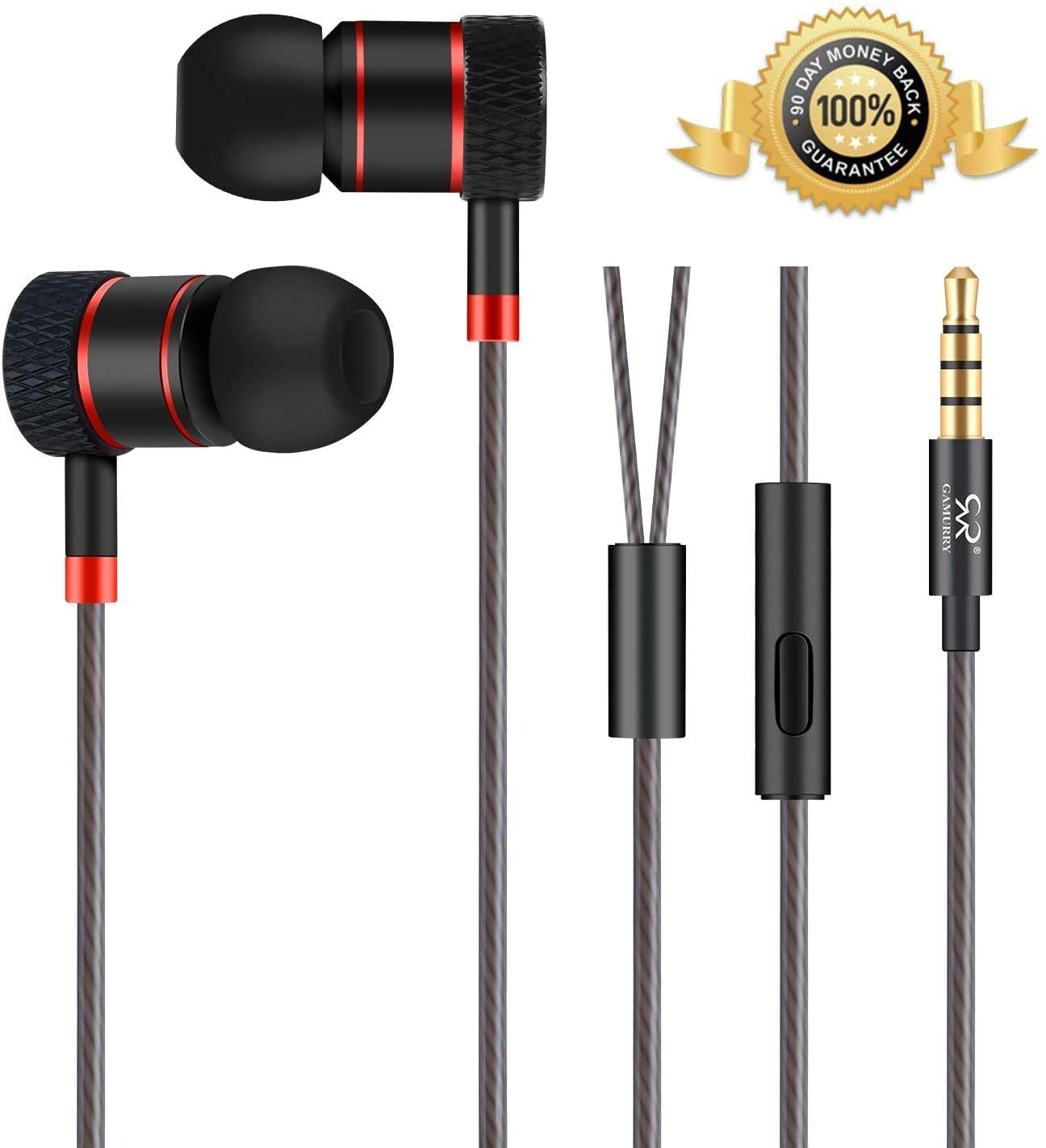 Noise Cancelling In-Ear Wired Stereo Headphones with Microphone - Compatible with Huawei, Android Smartphones & MP3 Players - Perfect for Gaming, Calls & Music Listening