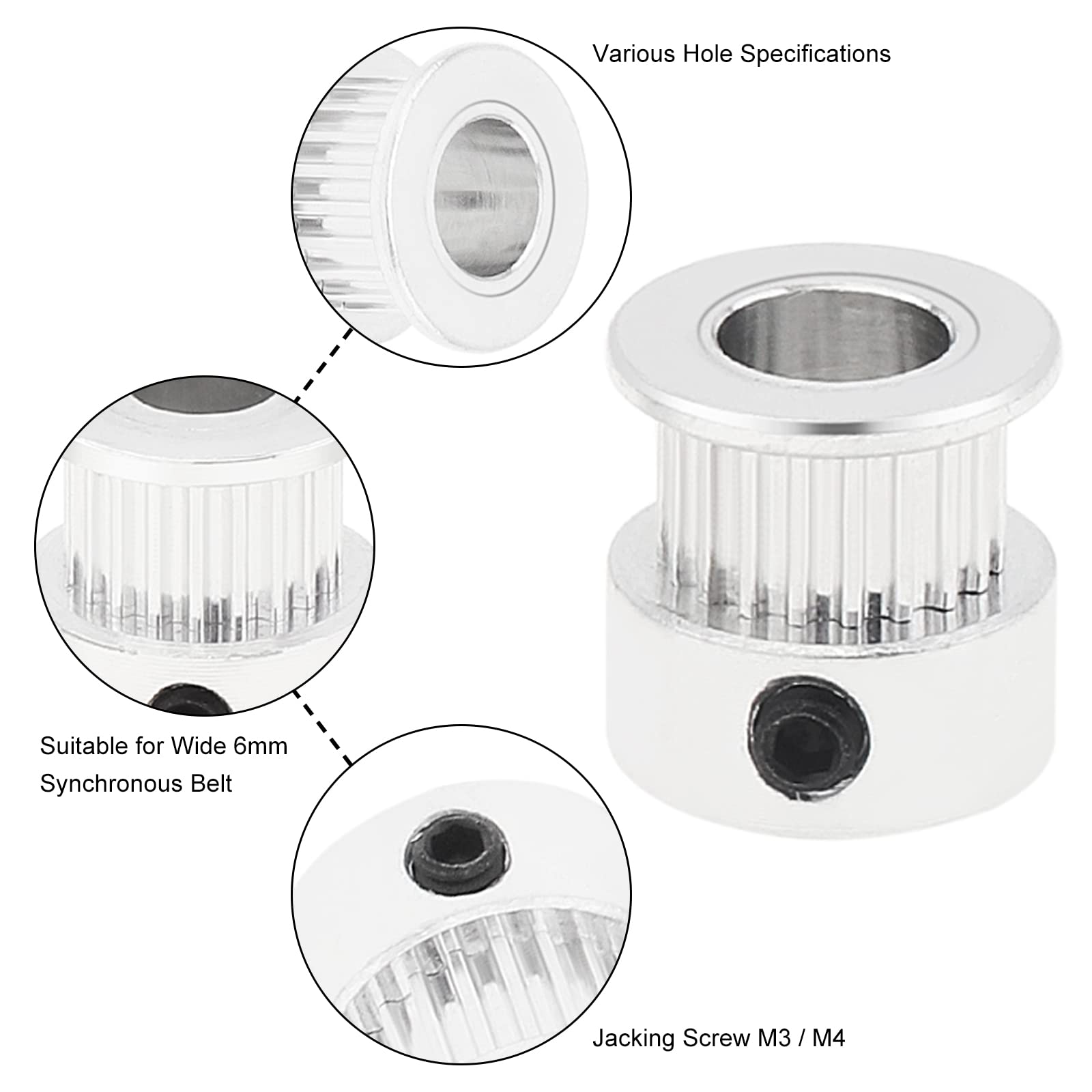 5 Pack GT2 Timing Belt Pulley 20 Teeth 8mm Bore Aluminum Wheel for 3D Printer CNC Machine - Perfect for DIY Robotics, RepRap, and 3D Printing Projects