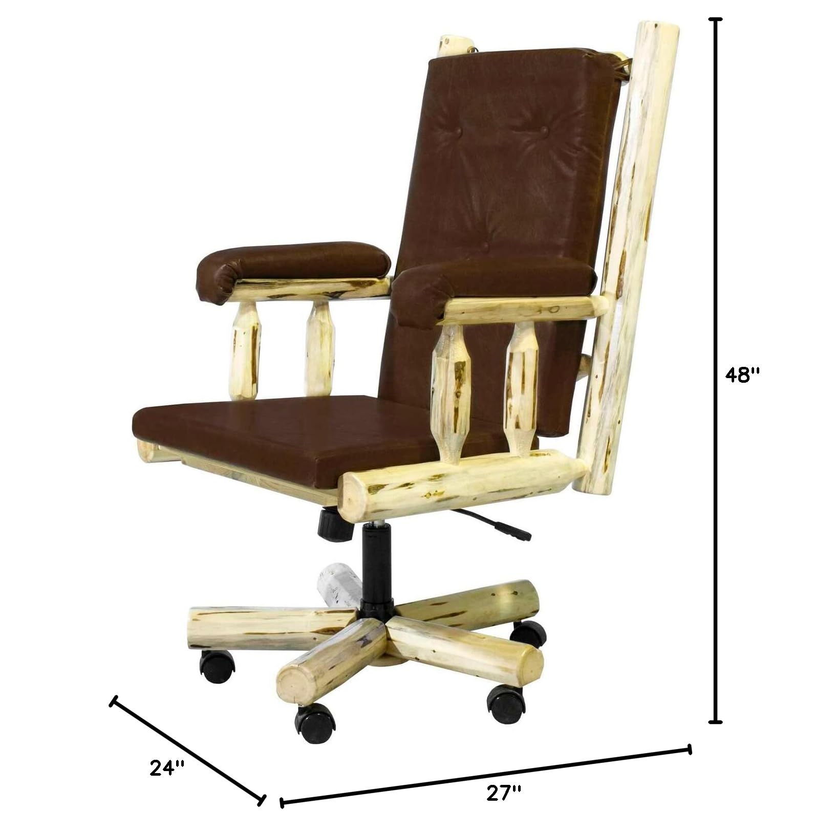 Montana Woodworks Office Chair - Montana Collection with Clear Lacquer Finish - Ergonomic Desk Chair for Home & Office Workspace