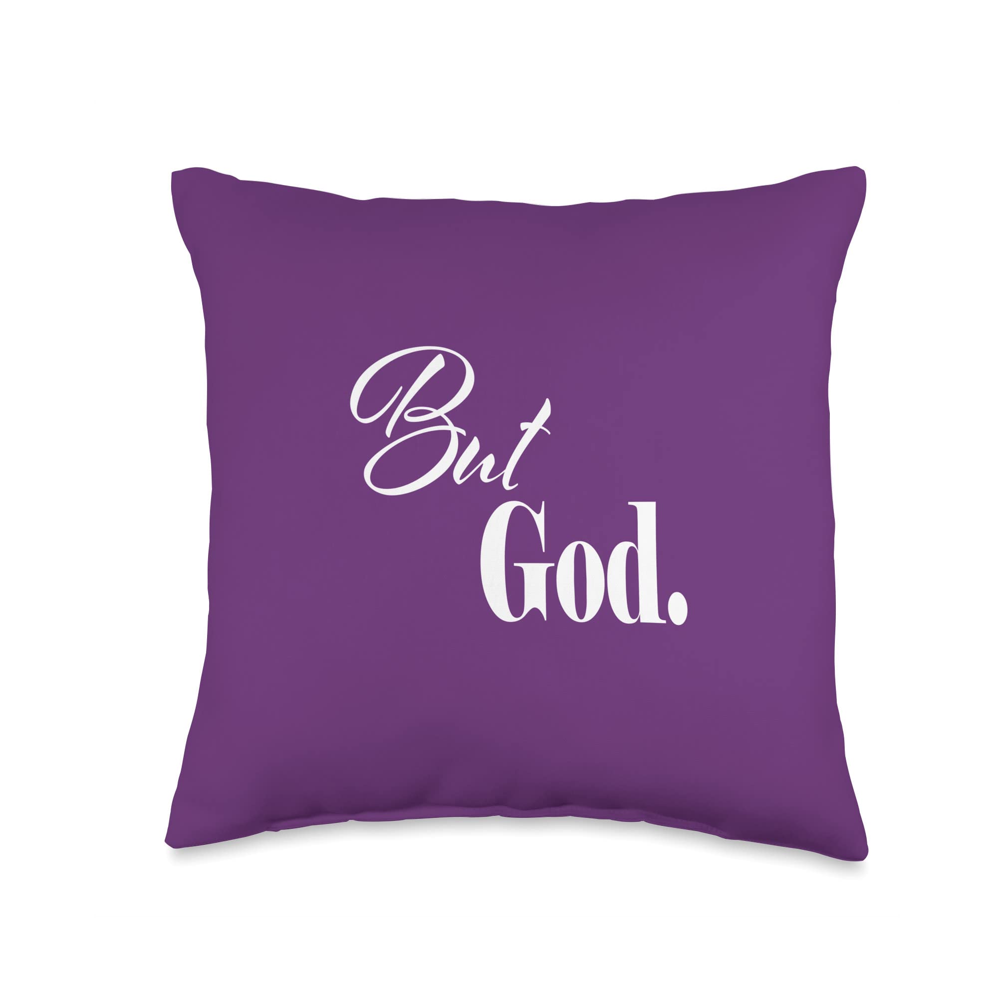 DesignsByKelley Christmas & Easter Throw Pillows 16x16 Inch - Religious Home Decor with 'But God' Scripture - Multicolor Church Decorative Pillows for Sofa, Bed & Holiday Decorations