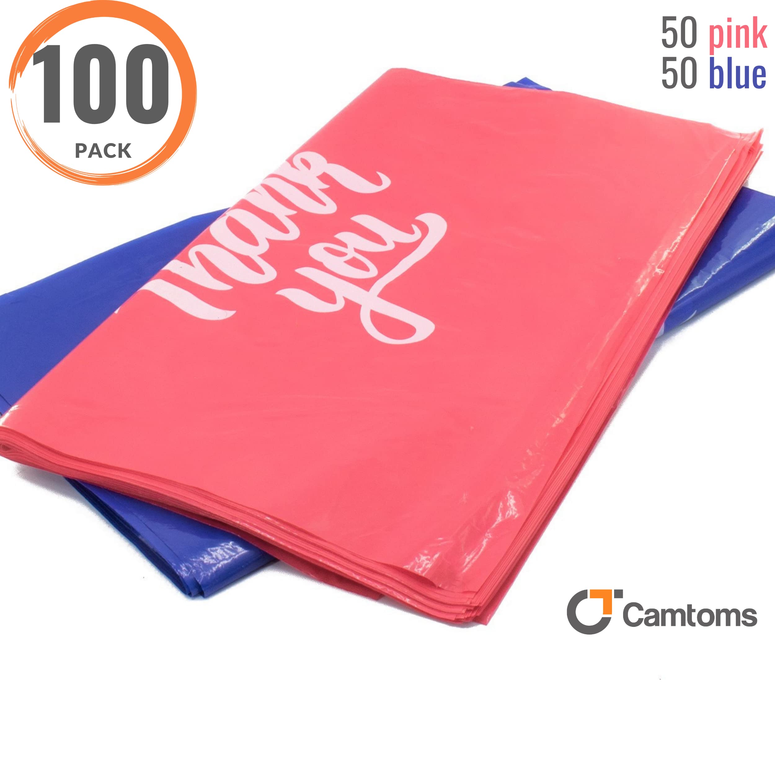 Premium Thank You Bags for Business - 16x18 Plastic Shopping Bags with Handles (100-Pack, Pink & Blue, 1.75mil) - Ideal for Boutiques, Retail Stores & Gift Packaging