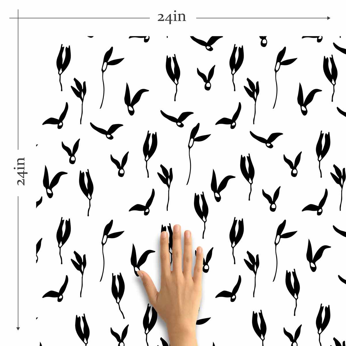 Black and White Floral Peel and Stick Removable Wallpaper - Self-Adhesive Decorative Wall Covering for Bedroom, Living Room, Office (1648) - Easy DIY Home Decor Upgrade