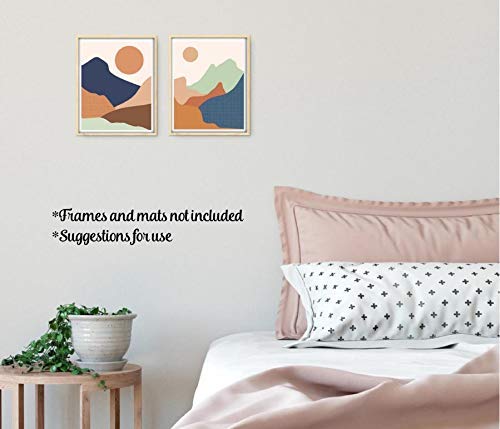 Modern Abstract Mountain Landscapes Wall Art Prints - Set of 2 Unframed (8x10) - Perfect for Living Room, Bedroom & Office Decor