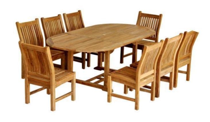 Anderson Teak Bahama Sahara 9-Piece 87-Inch Oval Outdoor Dining Set - Perfect for Patio, Garden & Poolside Entertaining