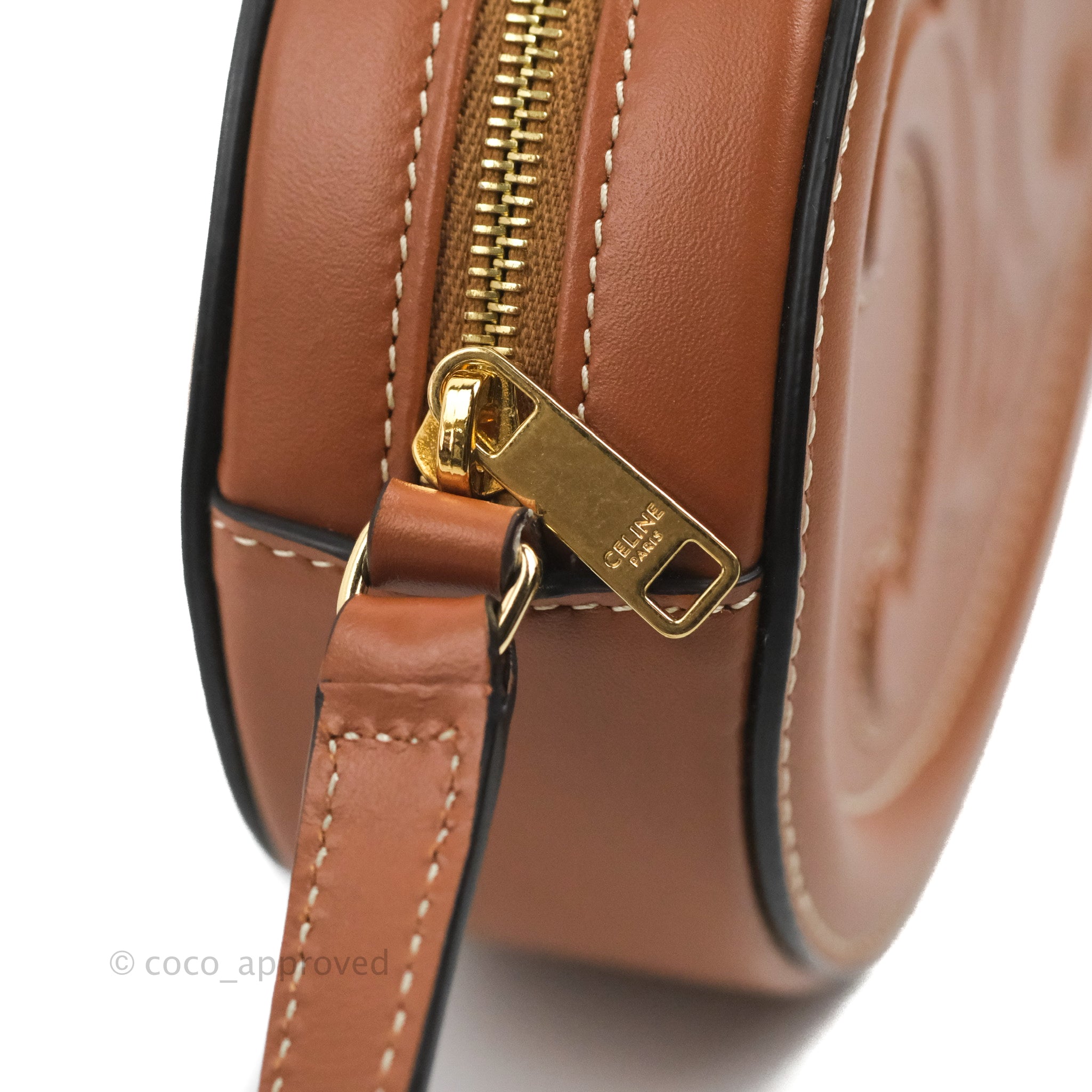 Celine Oval Bag in Triomphe Tan Calfskin Leather - Elegant Crossbody Purse for Women, Perfect for Work, Travel & Evening Events