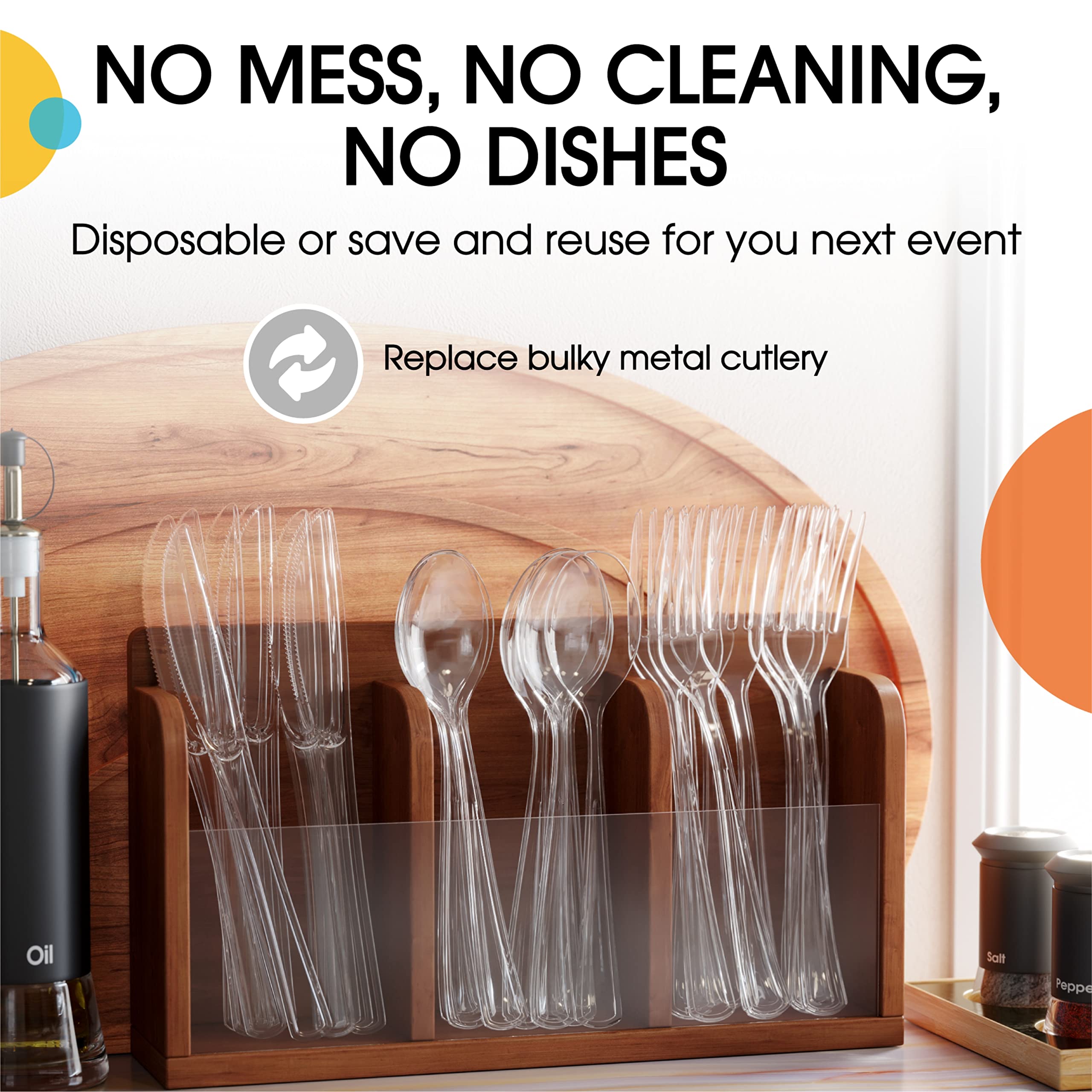 200-Pack Heavy Duty Clear Plastic Knives - Disposable Cutlery Set for Parties, Picnics, BBQs & Events - Durable Flatware for Catering, Restaurants & Home Use
