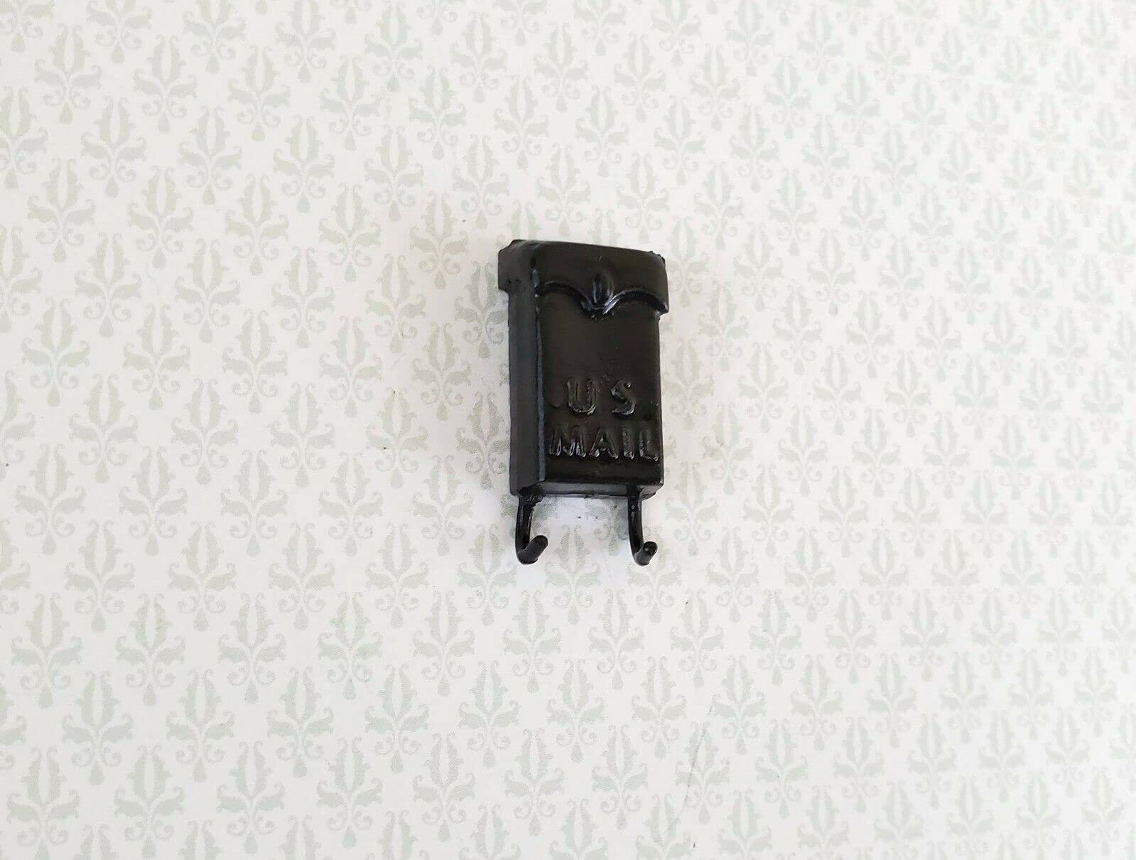 1:12 Scale Black Dollhouse Miniature Mailbox with Newspaper Hooks - Vintage Dollhouse Furniture Accessory for Dollhouse Decor, DIY Projects & Collectors (Perfect for Victorian, Modern & Farmhouse Style Dollhouses)