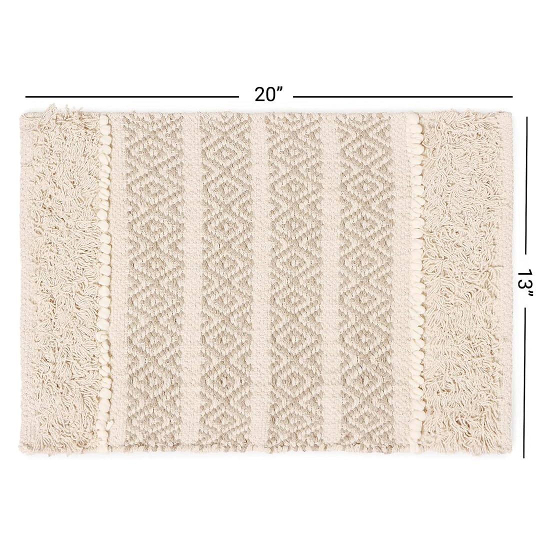 Hand Woven Boho Placemats Set of 6 - 100% Cotton Artisan Table Linens for Dining Table, Coffee Table, Console & Dresser (13x20 Inches, Natural) | Perfect for Farmhouse Decor, Dinner Parties & Boho Chic Home Styling