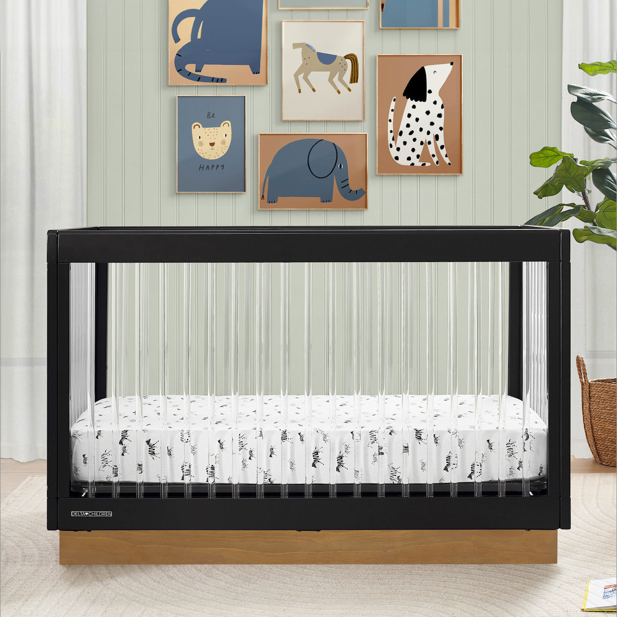 James Acrylic 4-in-1 Convertible Baby Crib - Modern Nursery Furniture for Newborn to Toddler - Perfect for Small Spaces & Minimalist Bedrooms