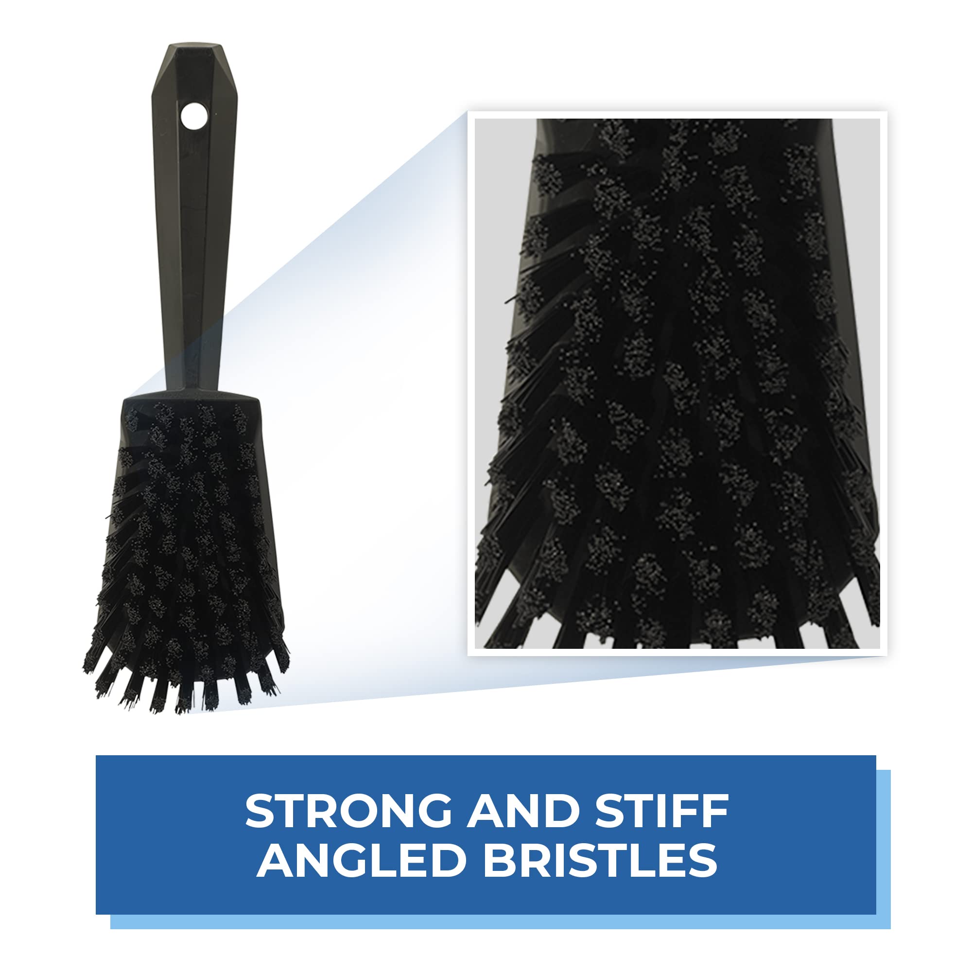 Vikan 41929 Stiff Bristle Cleaning Brush 10 Inch - Durable PP/PBT Black Brush for Heavy Duty Washing, Scrubbing Floors, Tiles, Grout & Outdoor Surfaces