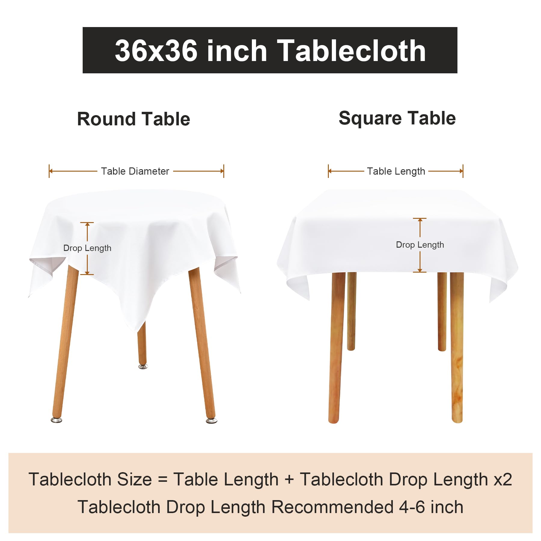 Washable Navy Blue Square Tablecloth 36x36 Inch - Small Fabric Table Cover for Nightstand, End Table, Bedside Table | Durable & Stylish Home Decor for Dining, Parties & Everyday Use